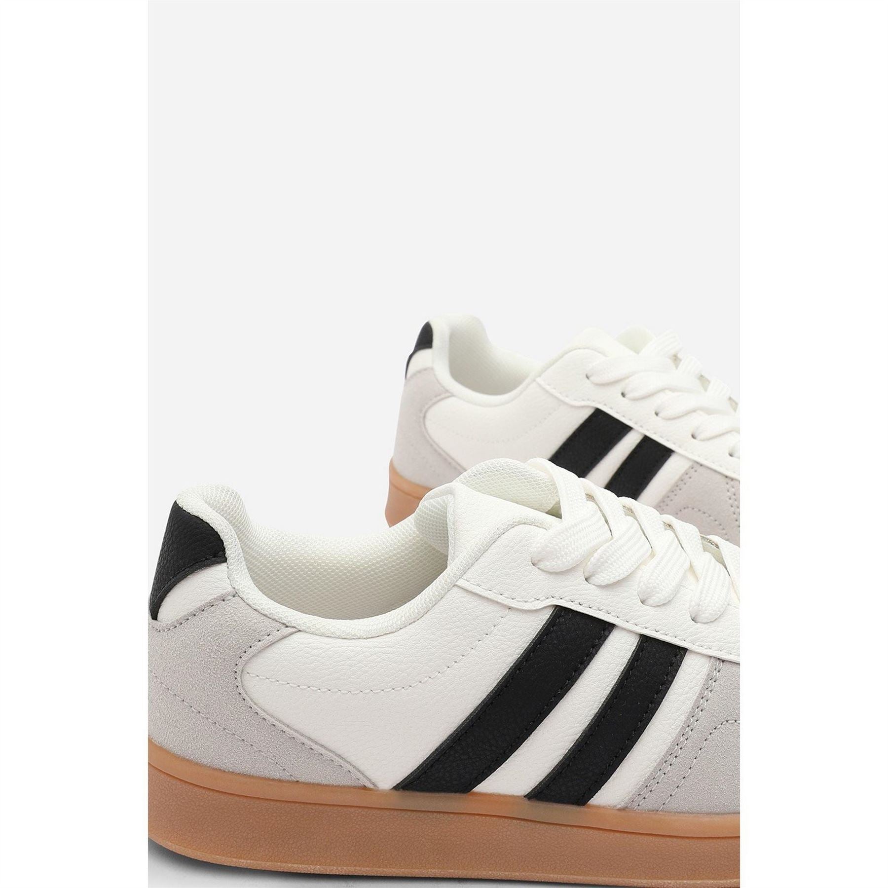 Wheres That From Classic Retro Lace Up Trainer With Black Stripes