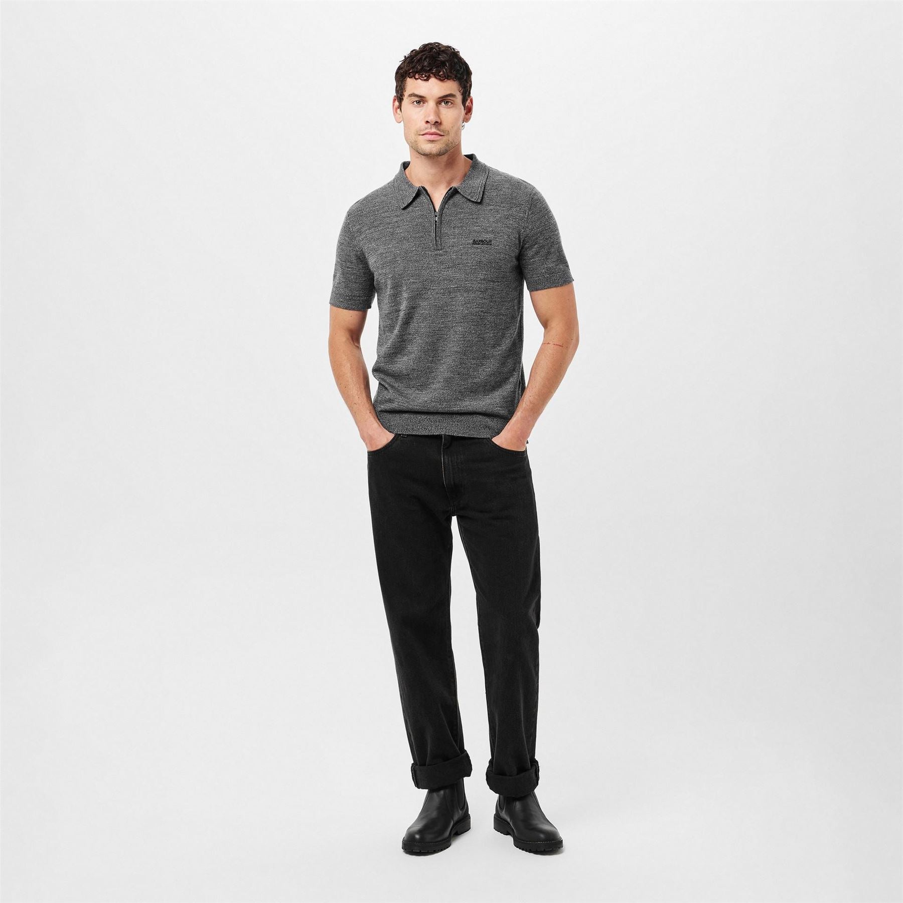 Barbour International Mouline Knitted Polo Shirt