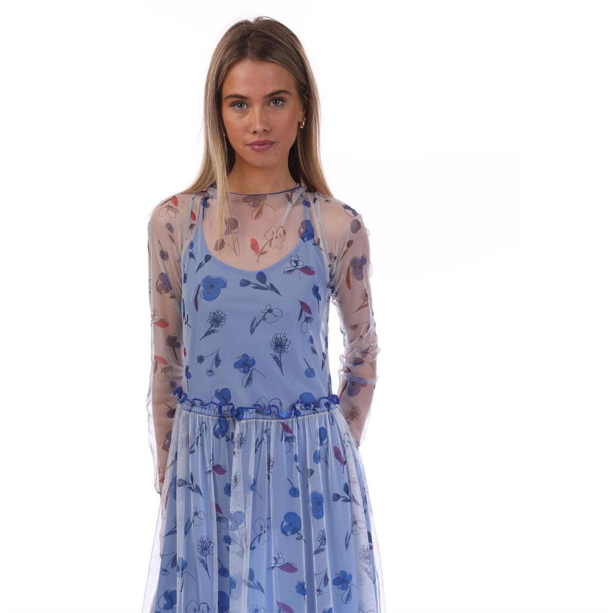 Emporio Armani Sheer Floral Print Maxi Dress