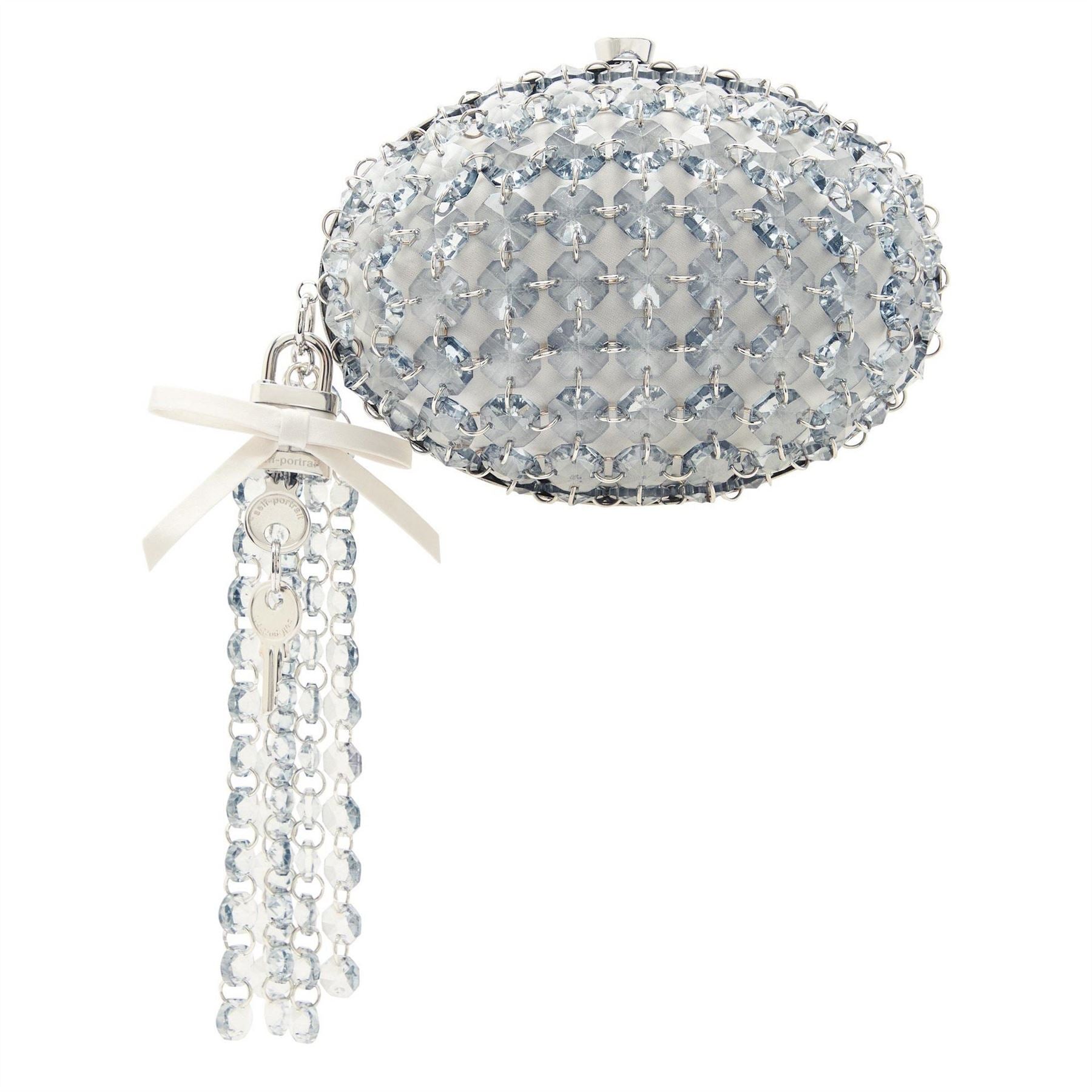 Self Portrait Oval Crystal Chain Clutch