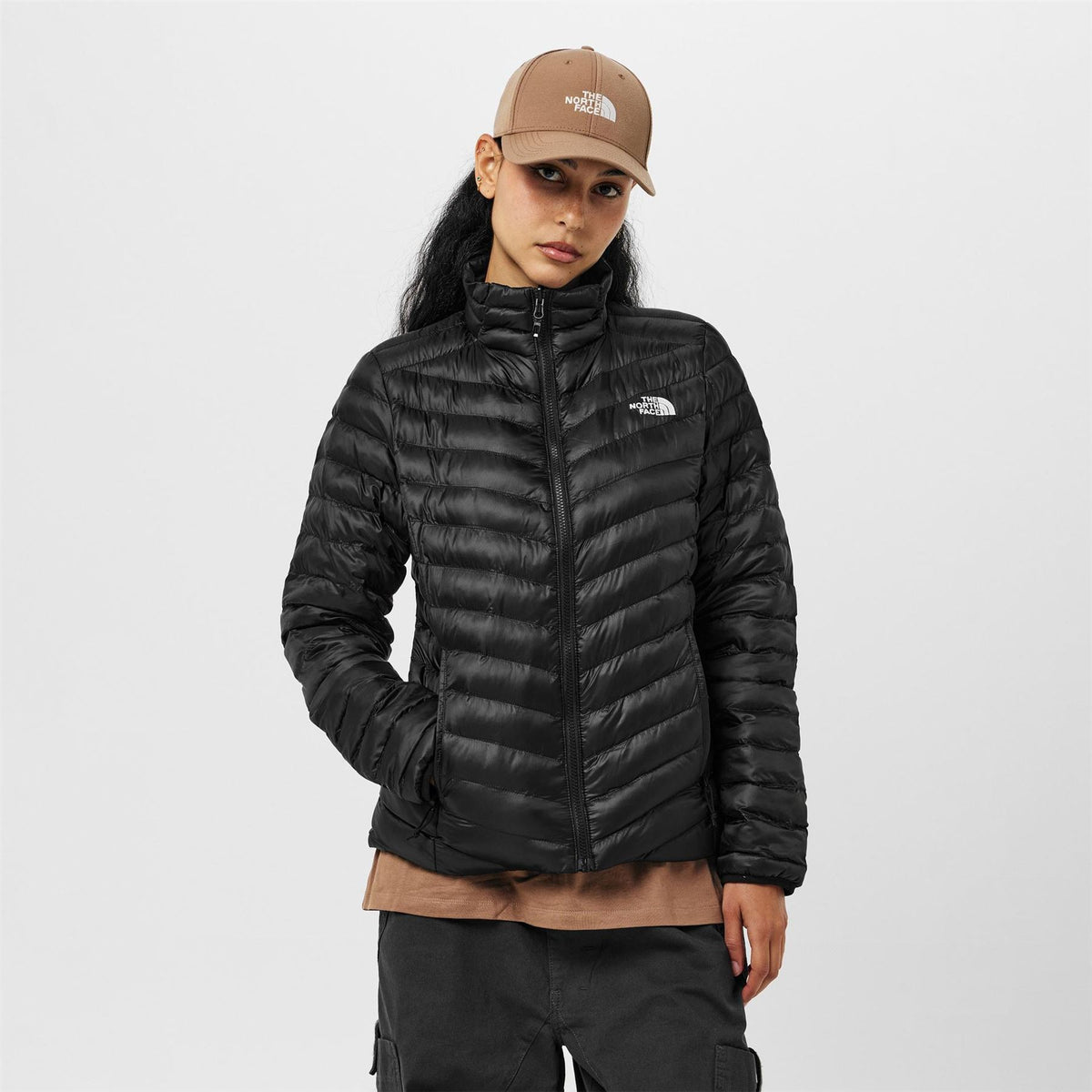 The North Face Womens Huila Solid Patterned Ribbed Cuff Puffer Jacket