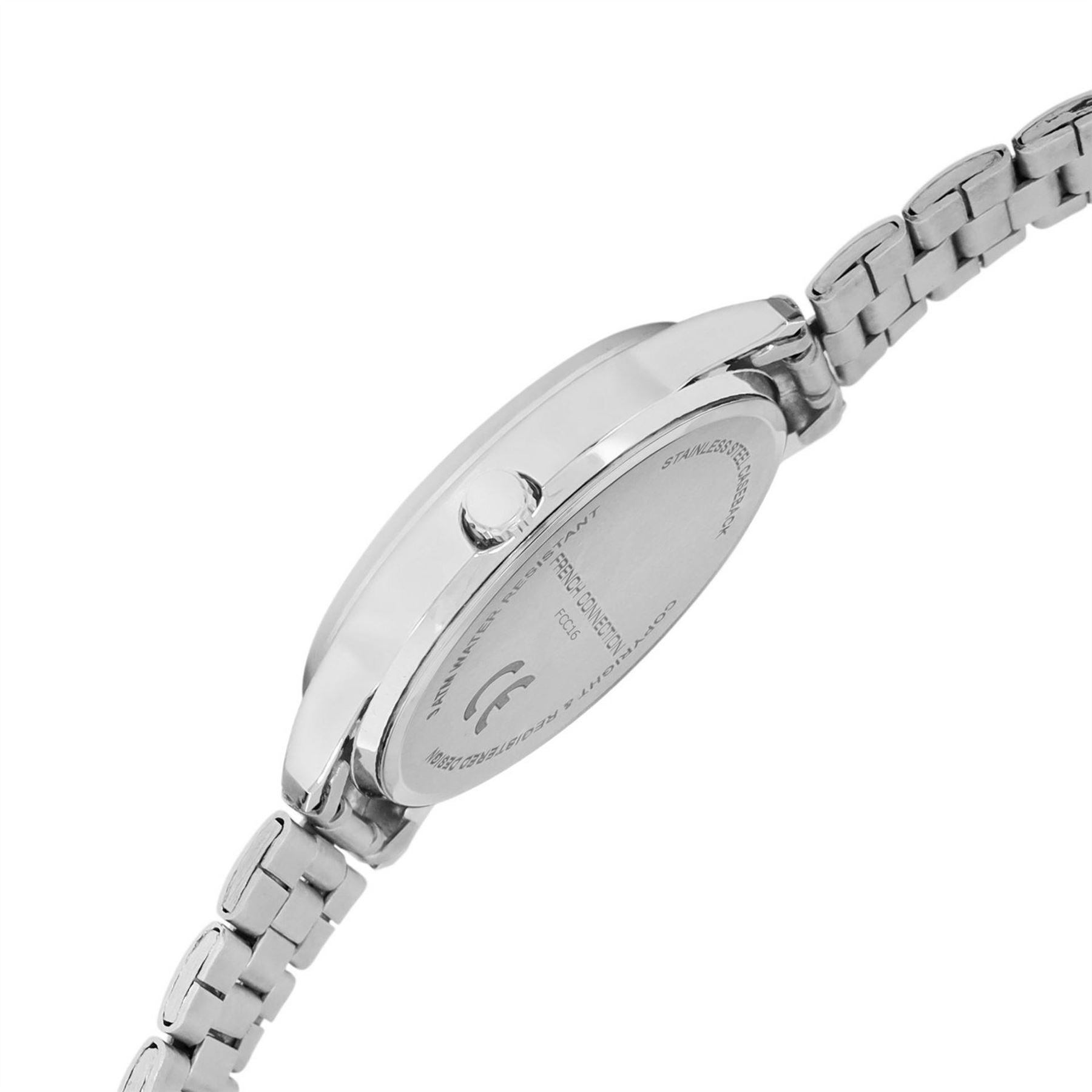 French Connection Connection Silver Case Round Shape Silver Strap Quartz Watch
