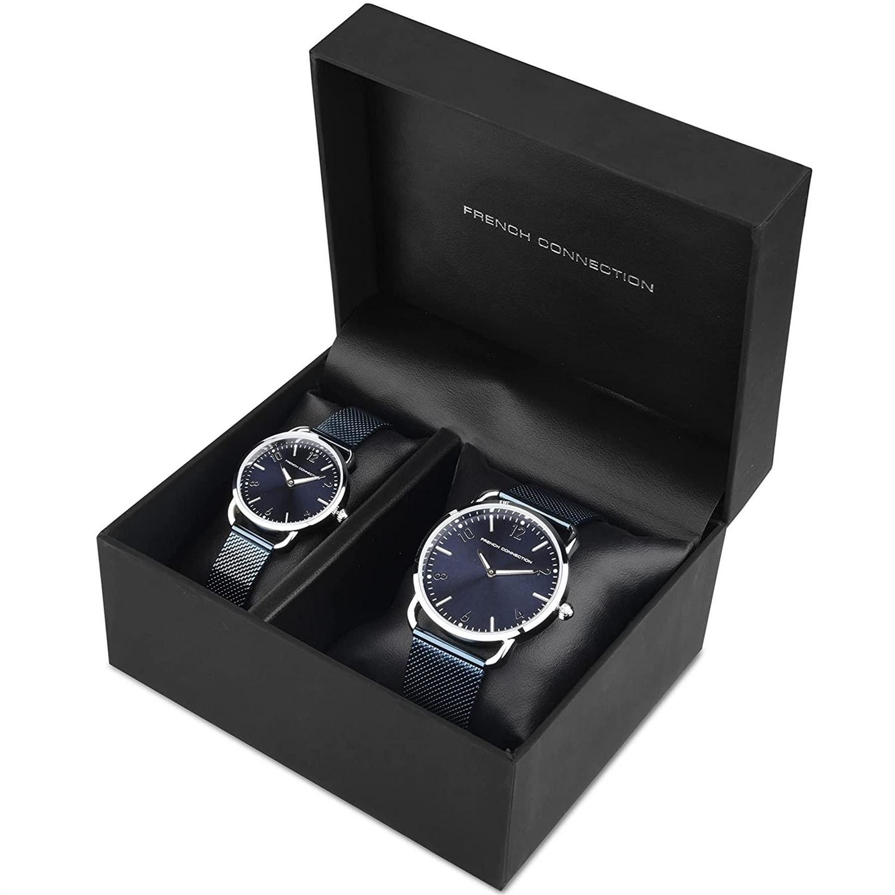 French Connection Connection Analog Blue Dial Pair Watch