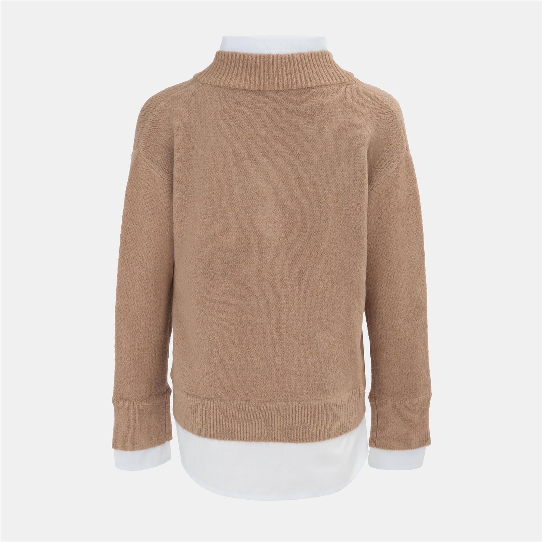 Miso Womens V Neck Shirt Collar Fake Two Piece Jumper