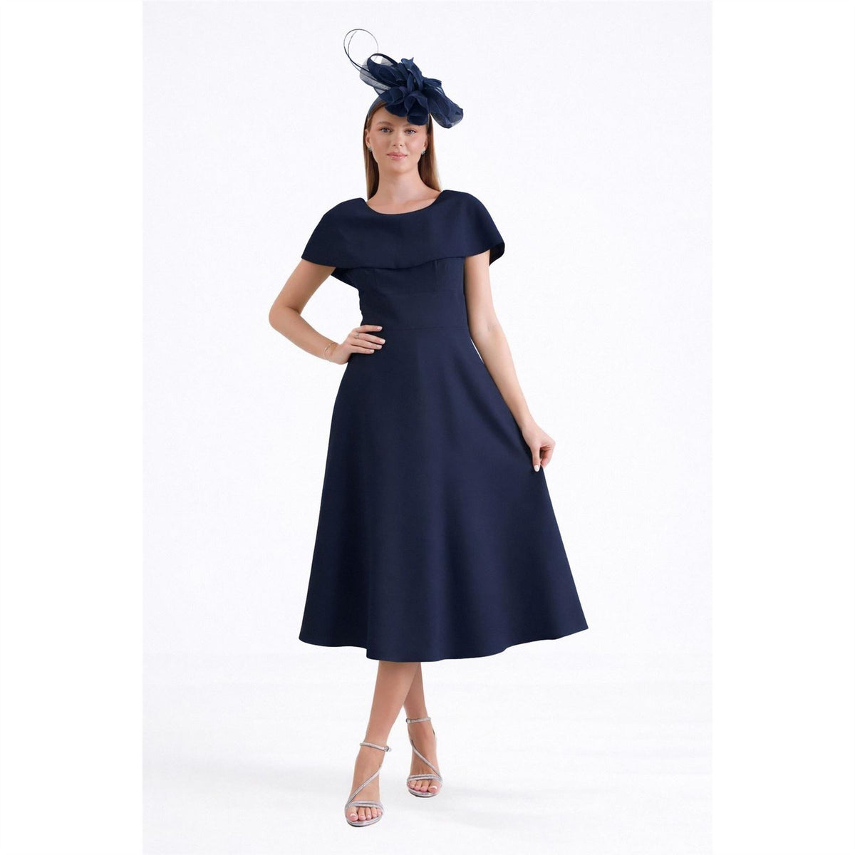 Ella Boo Navy or lime Cape Detail Midi Dress