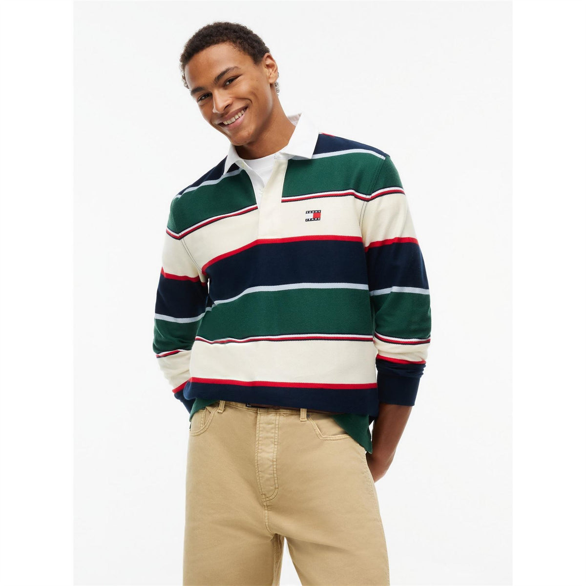 Tommy Jeans Varsity Stripe Rugby Cotton Long Sleeve Polo