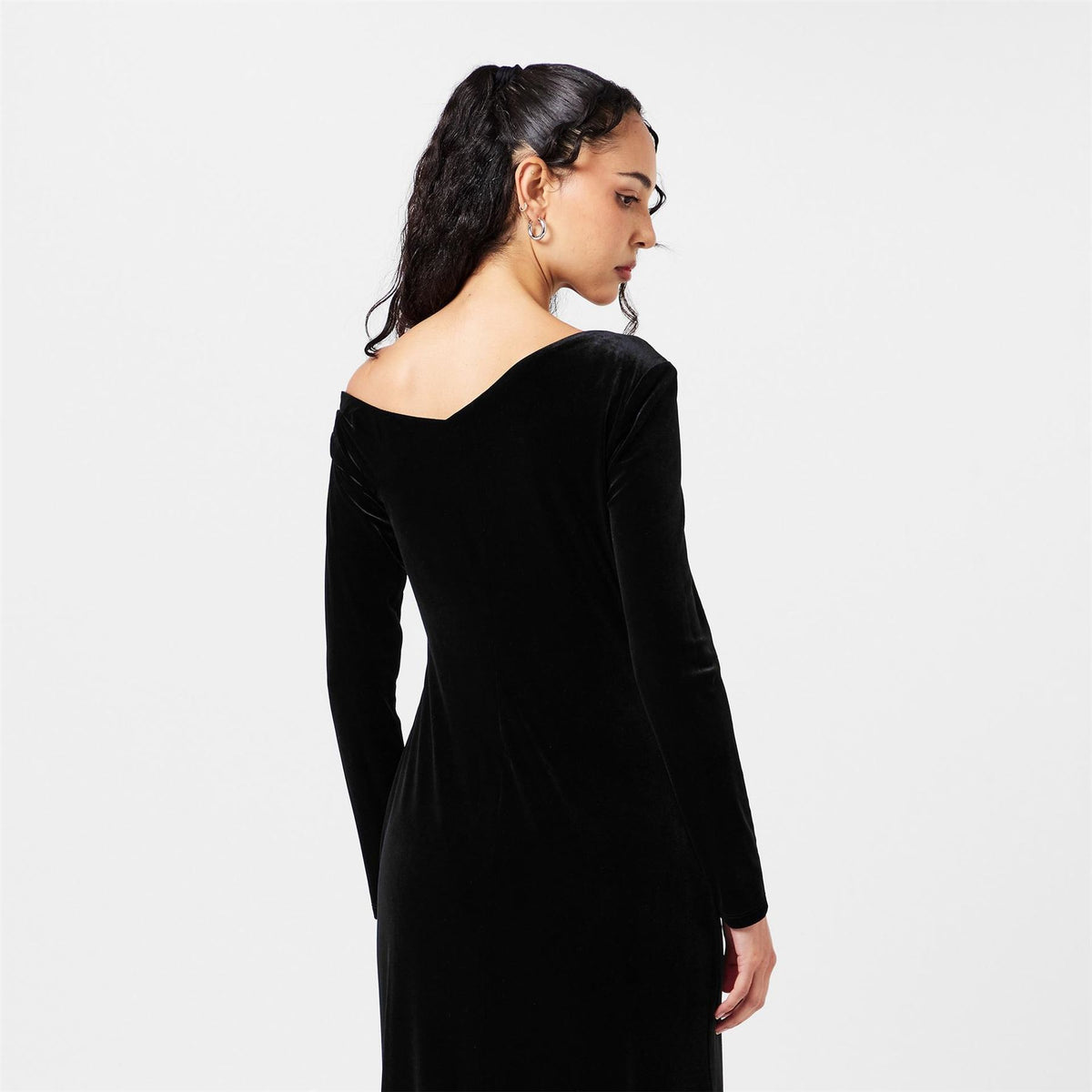 Lauren by Ralph Lauren Cateema Asymmetric Neck Long Sleeve Maxi Gown