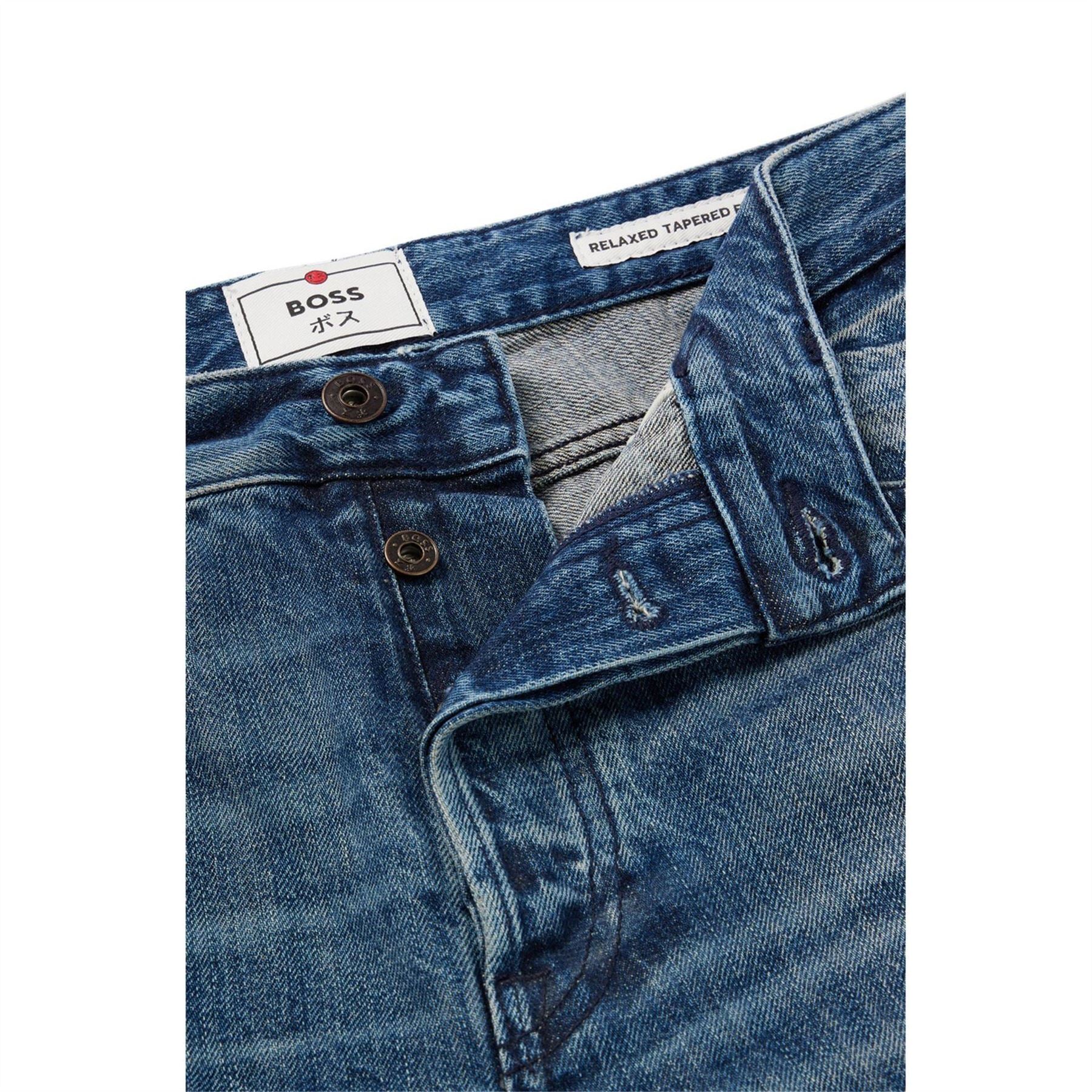 Boss Distressed Relaxed Fit Straight Leg Jeans