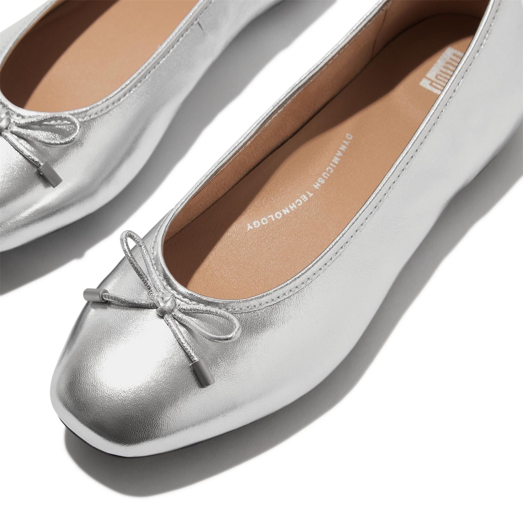FitFlop Bow Metallic Round Toe Flat Heel Pumps