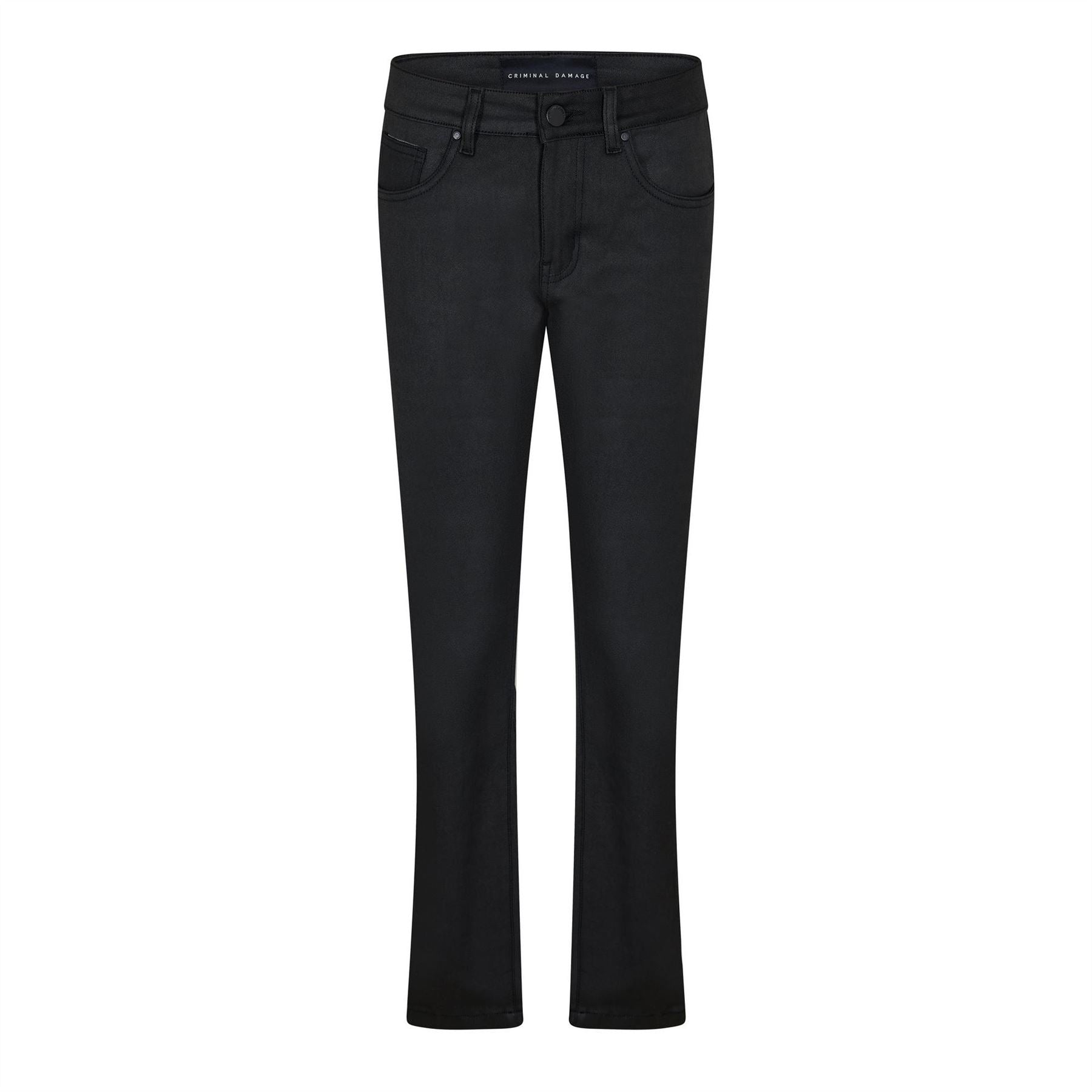 Criminal Damage Coated Denim Straight Leg Jeans