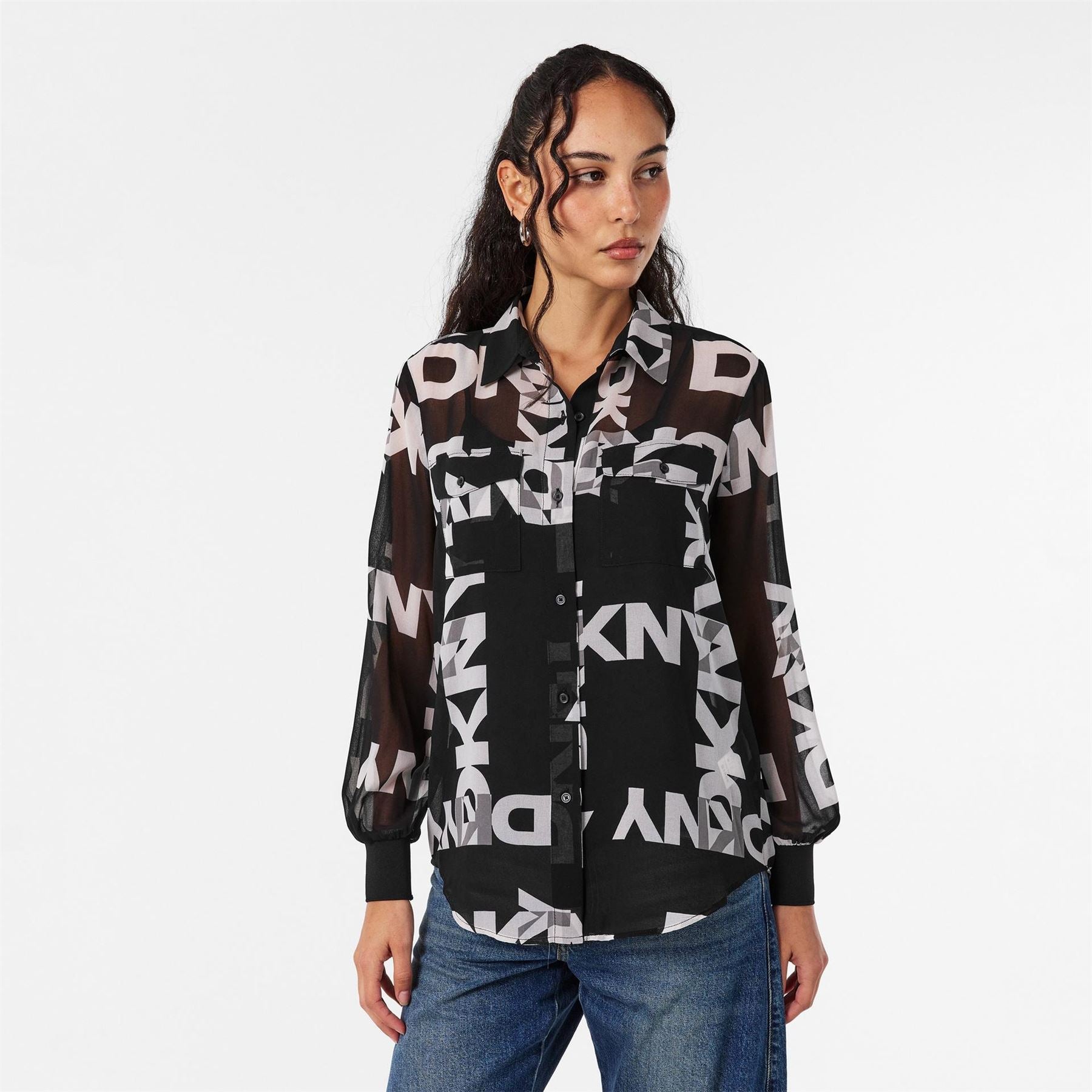 DKNY Long Sleeve Patterned Shirt
