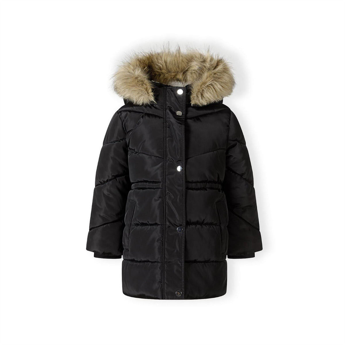 Minoti Winter Coat With Faux Fur Trim Black