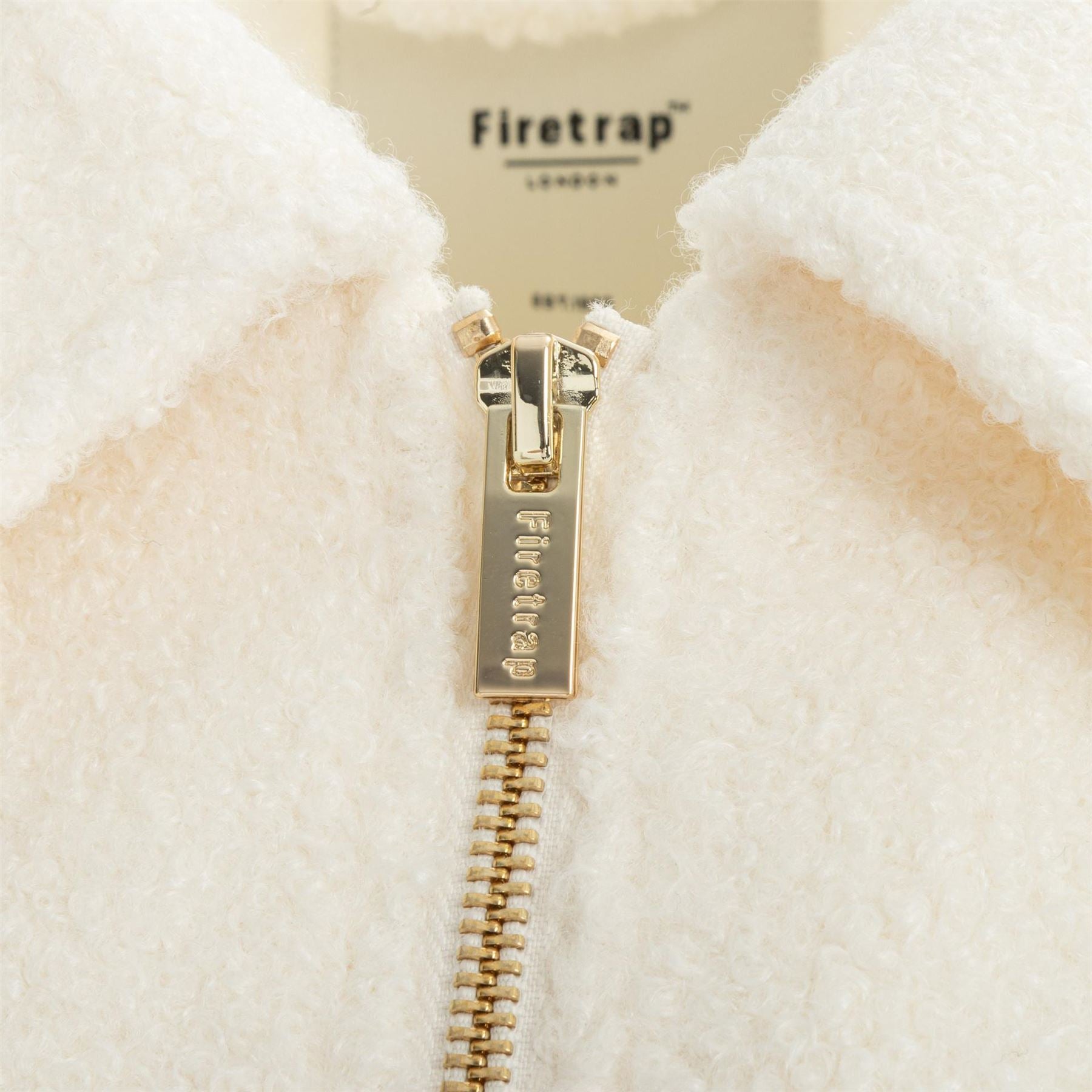 Firetrap Short Textured Cropped Long Sleeve Shearling Jacket