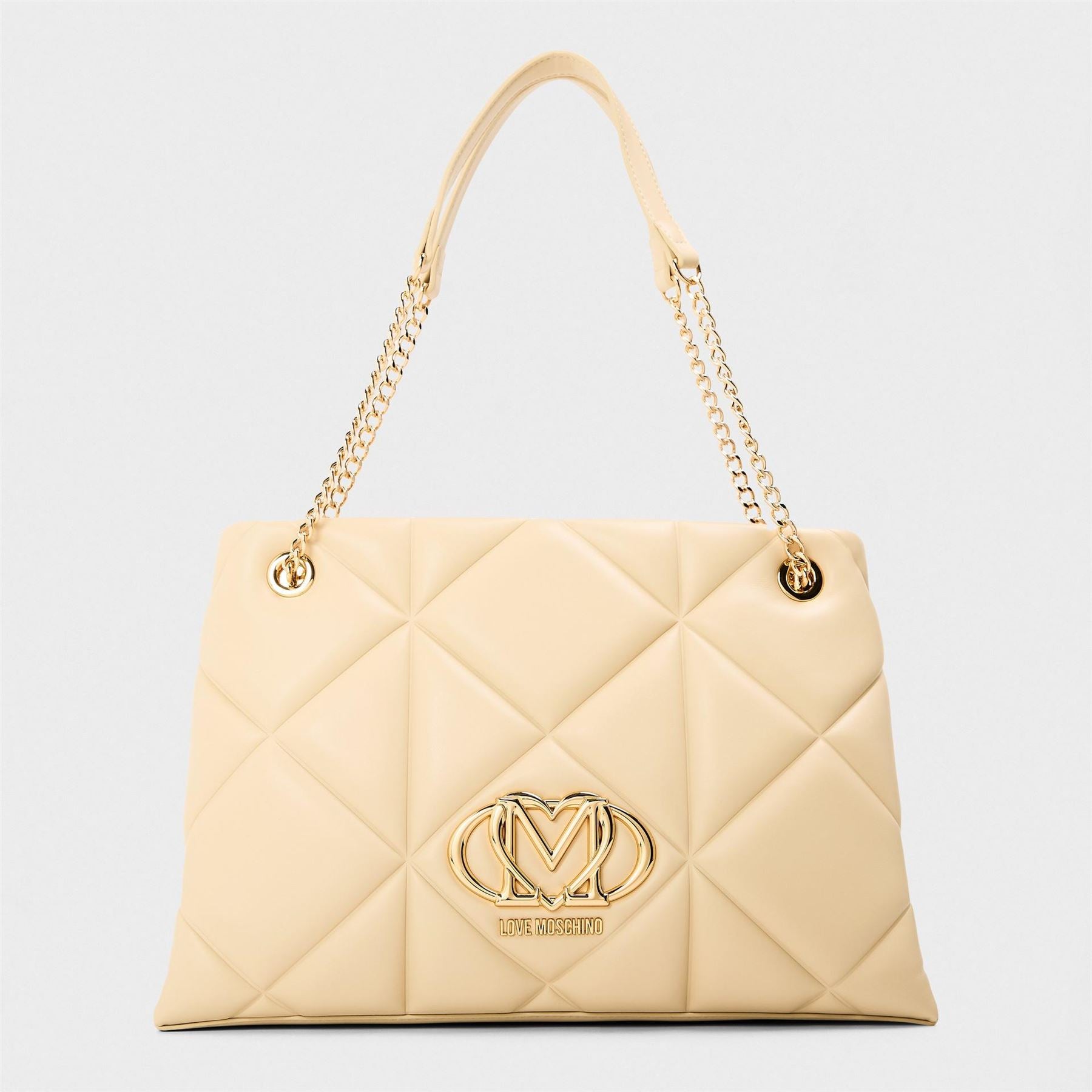 Love Moschino Geometric Patterned Quilt Tote with Gold Tone Hardware
