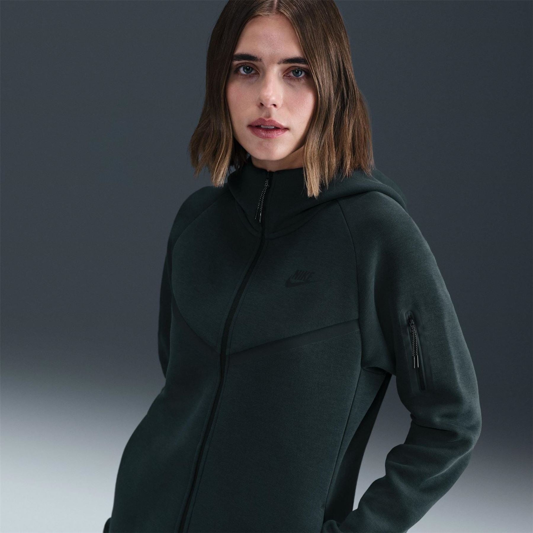 Nike Tech Solid Patterned Hooded Neck Jacket