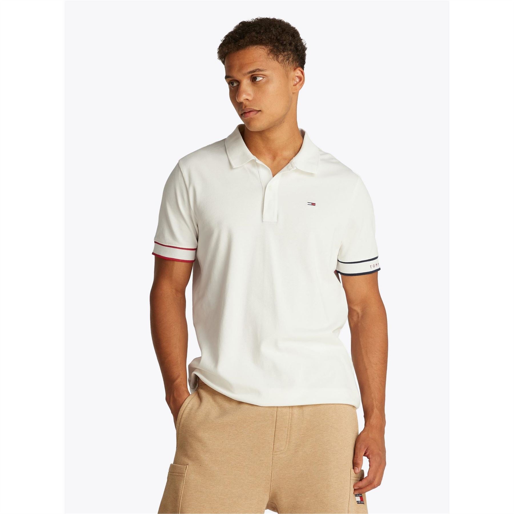 Tommy Jeans Slim Fit Flag Graphic Collared Short Sleeve Polo