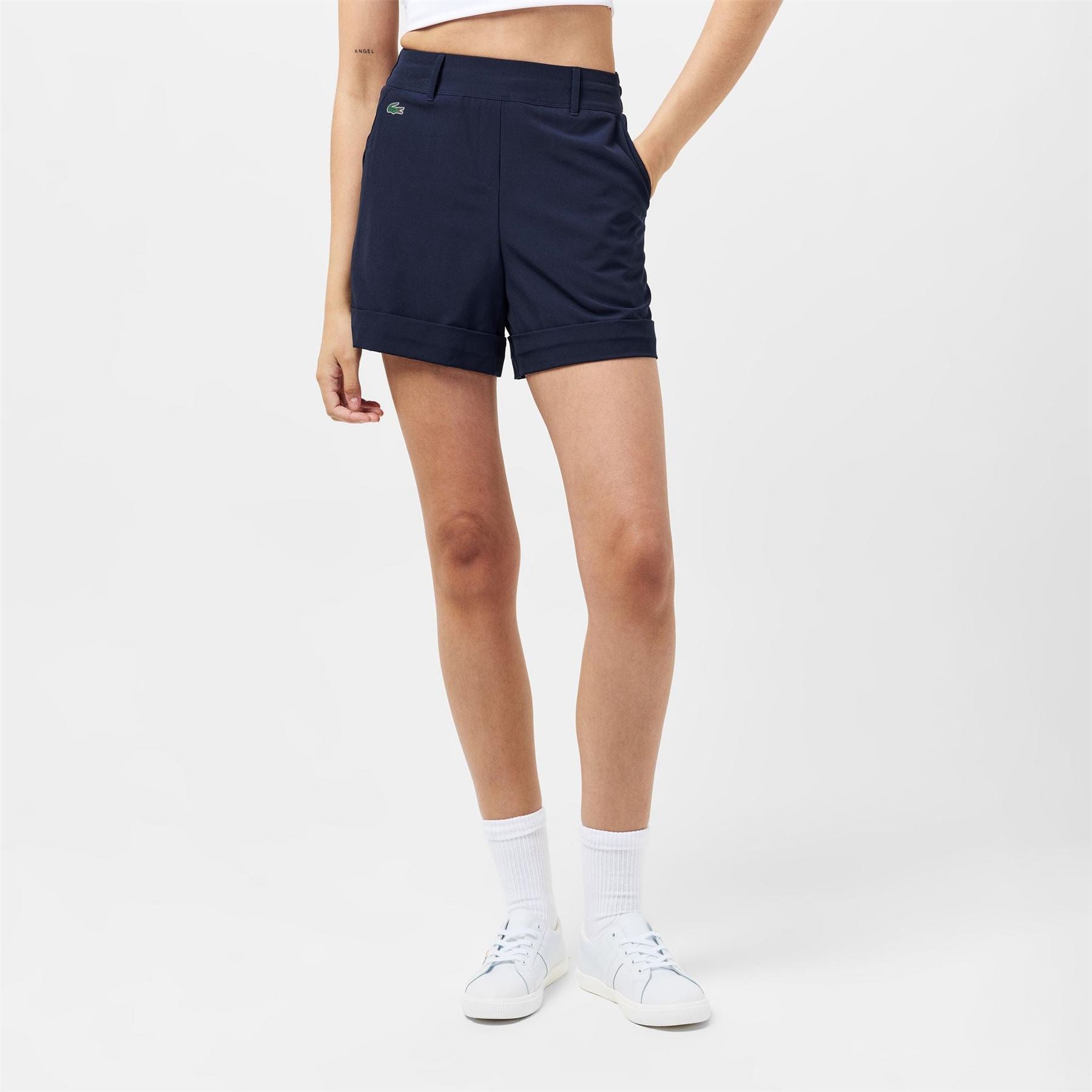 Lacoste Bermuda Solid Patterned Banded Hem Shorts
