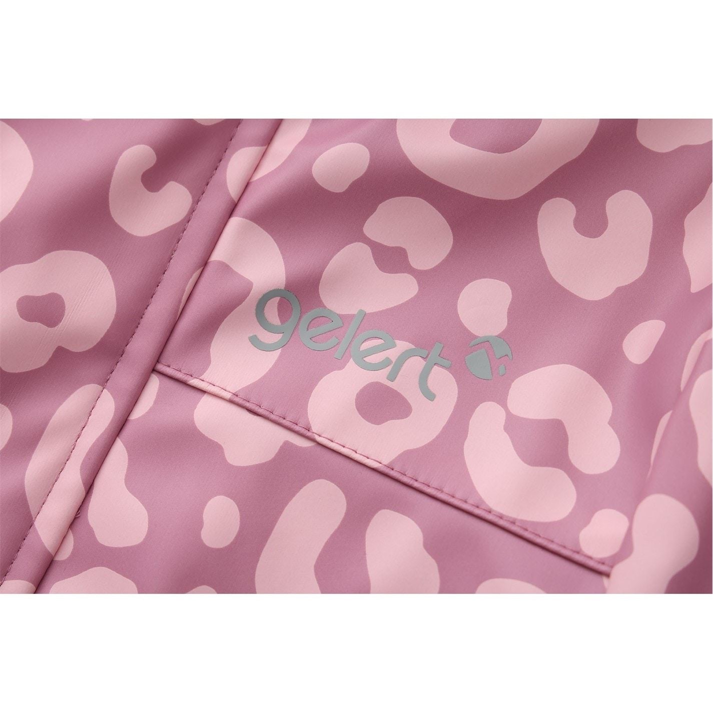 Gelert Leopard Patterned Hooded Snap Button Ribbed Cuff Rain Jacket