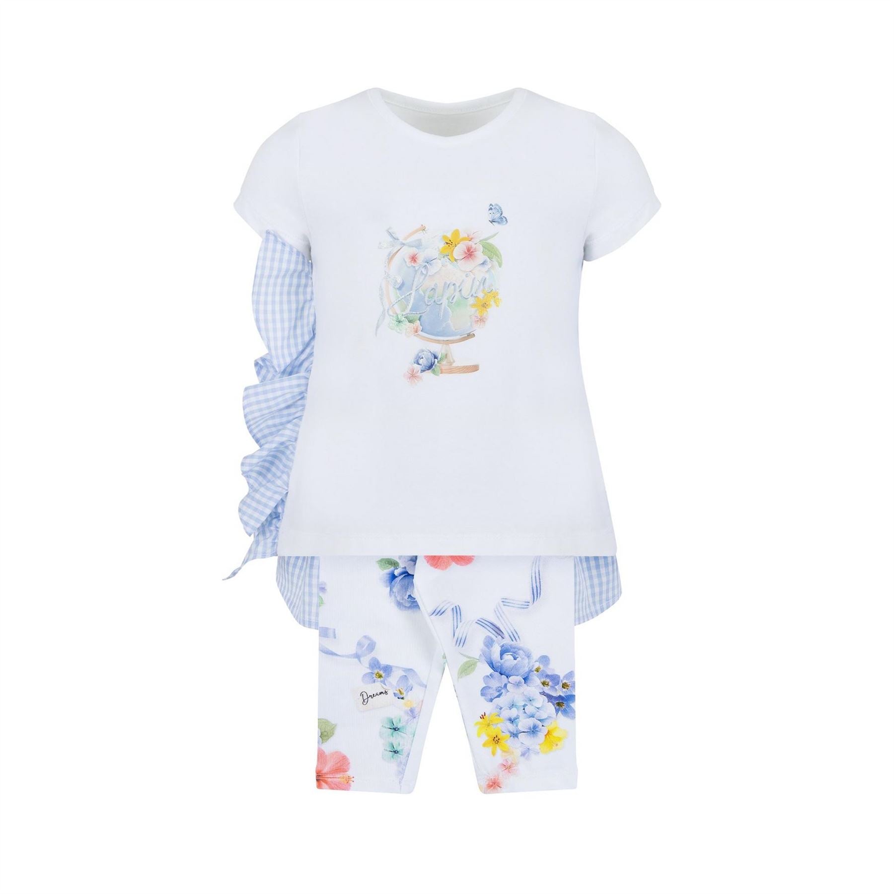 LAPIN HOUSE Crew Neck Ruffle Sleeve T-Shirt Legging Suit