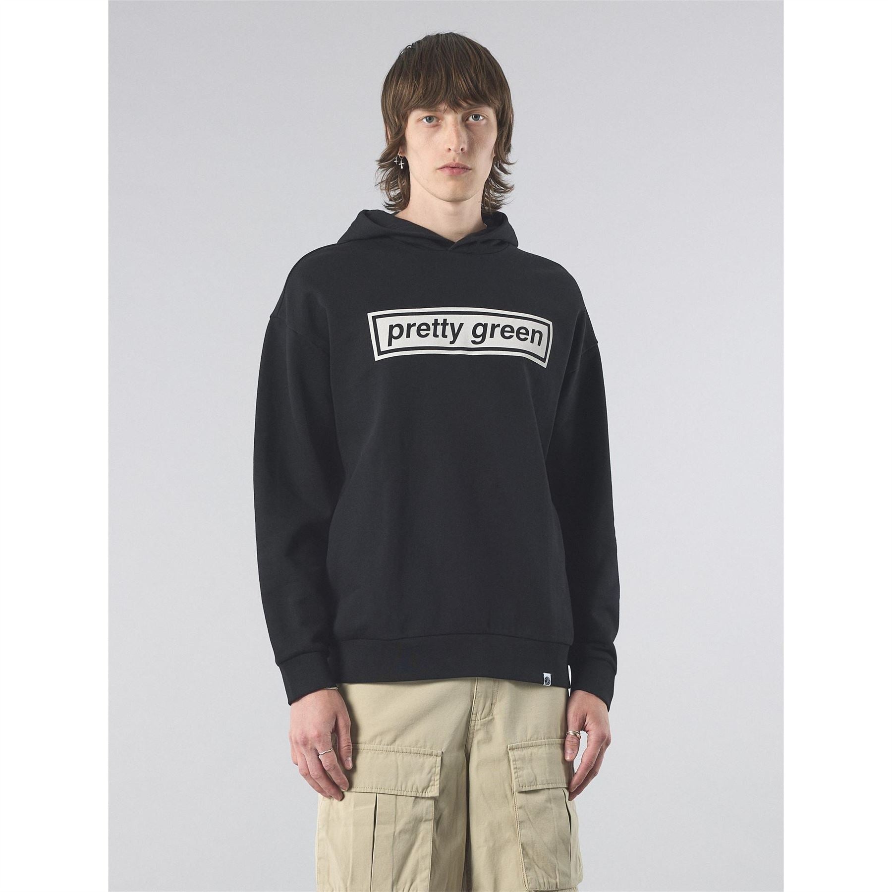 Pretty Green Box Print Regular Fit Hooded Sweatshirt