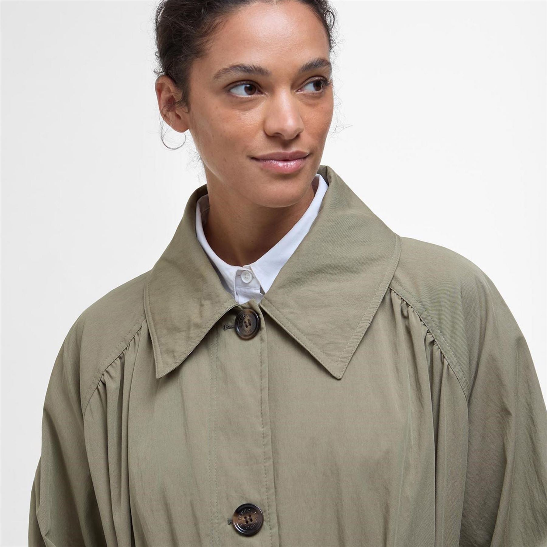 Barbour Garbo Showerproof Long Sleeve Button Trench Coat