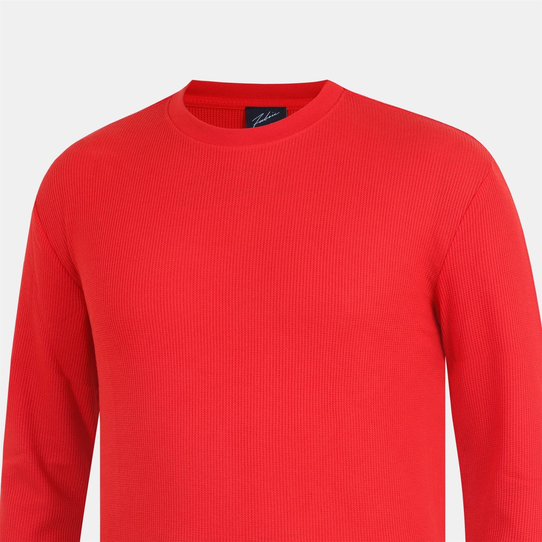 Fabric Crew Neck Long Sleeve Waffle T-Shirt