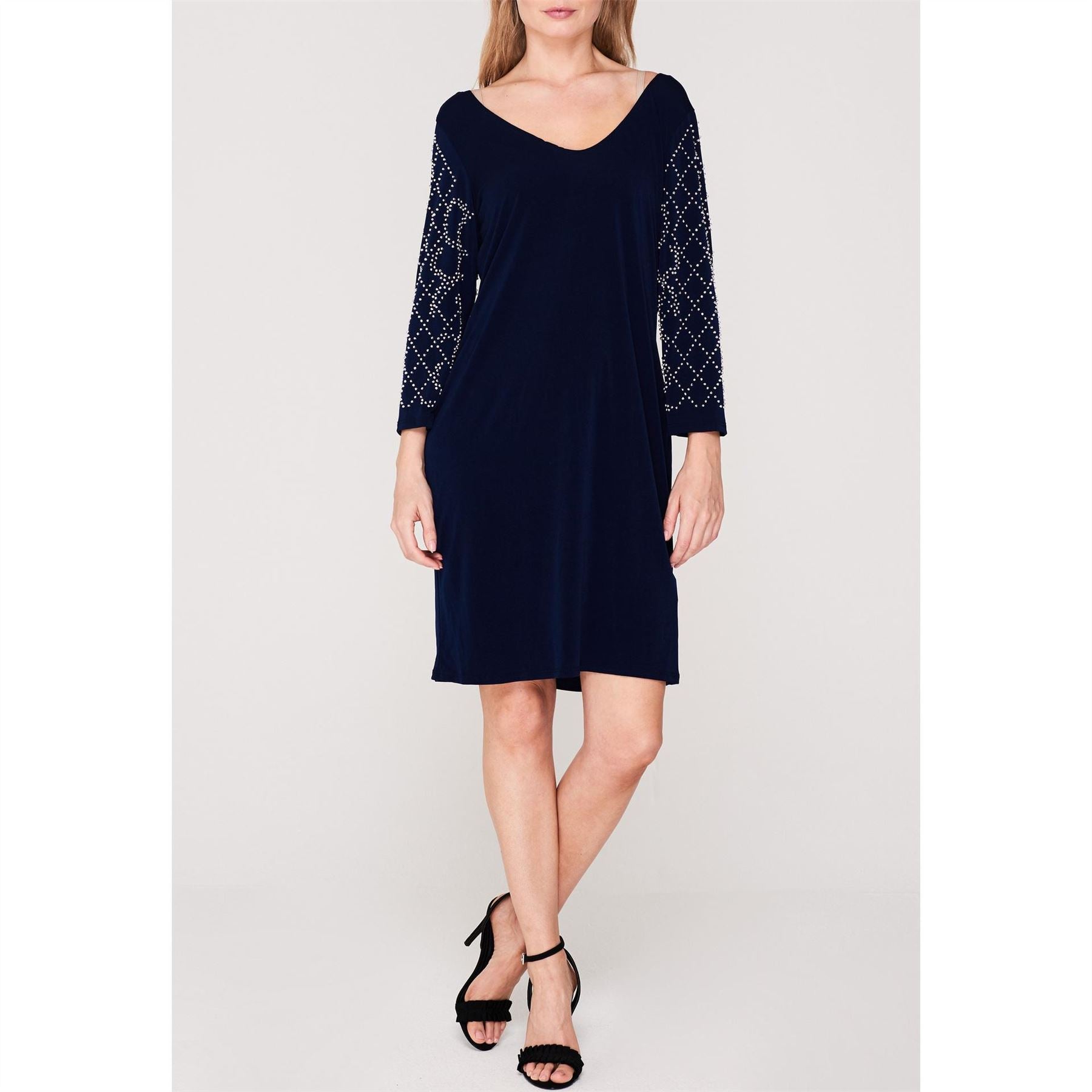 Marina Sleeve V Neck Shift Dress