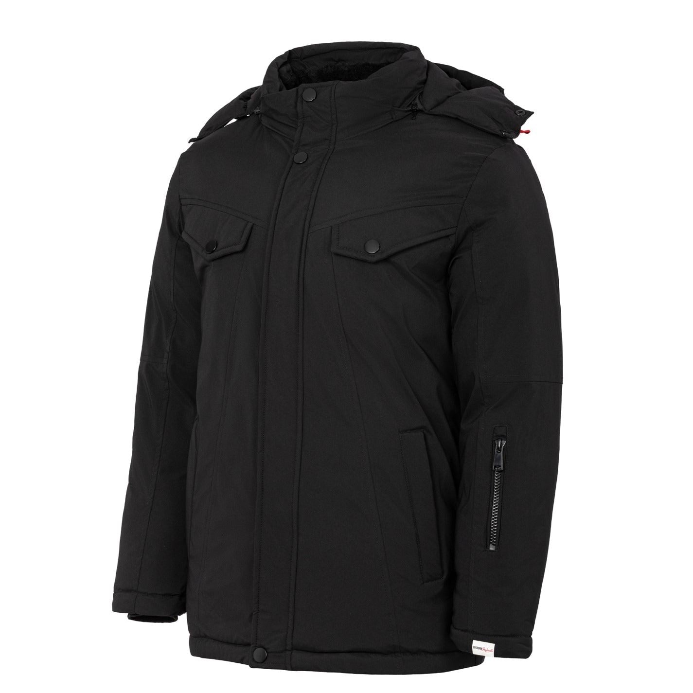 Lee Cooper Solid Patterned Hooded Snap Button Ribbed Cuff Puffer Jacket