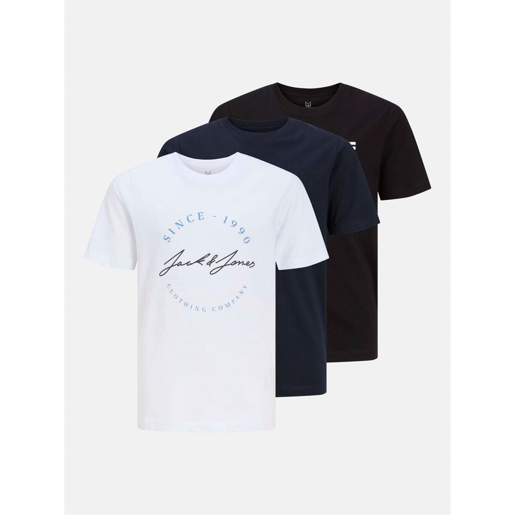 Jack and Jones 3 Pack Crew Neck Short Sleeve T-Shirt