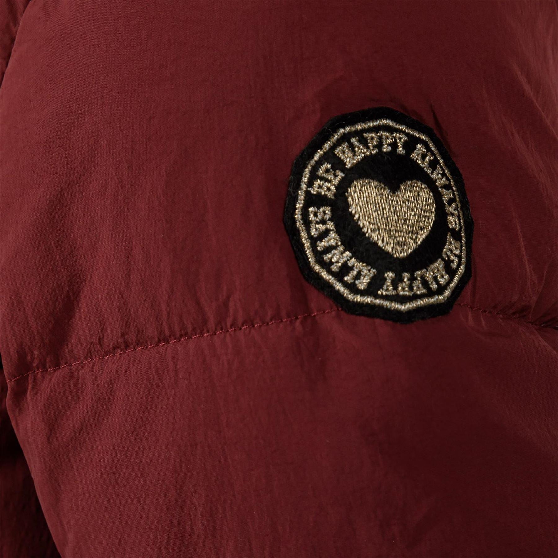 Minoti Girls Long Quilted Winter Jacket Zip Press Studs Burgundy