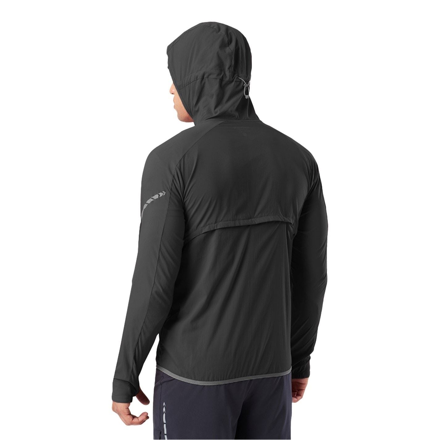 Nathan Stealth Solid Patterned Hooded Windbreaker with Zipped Pocket and Reflective Ribbon