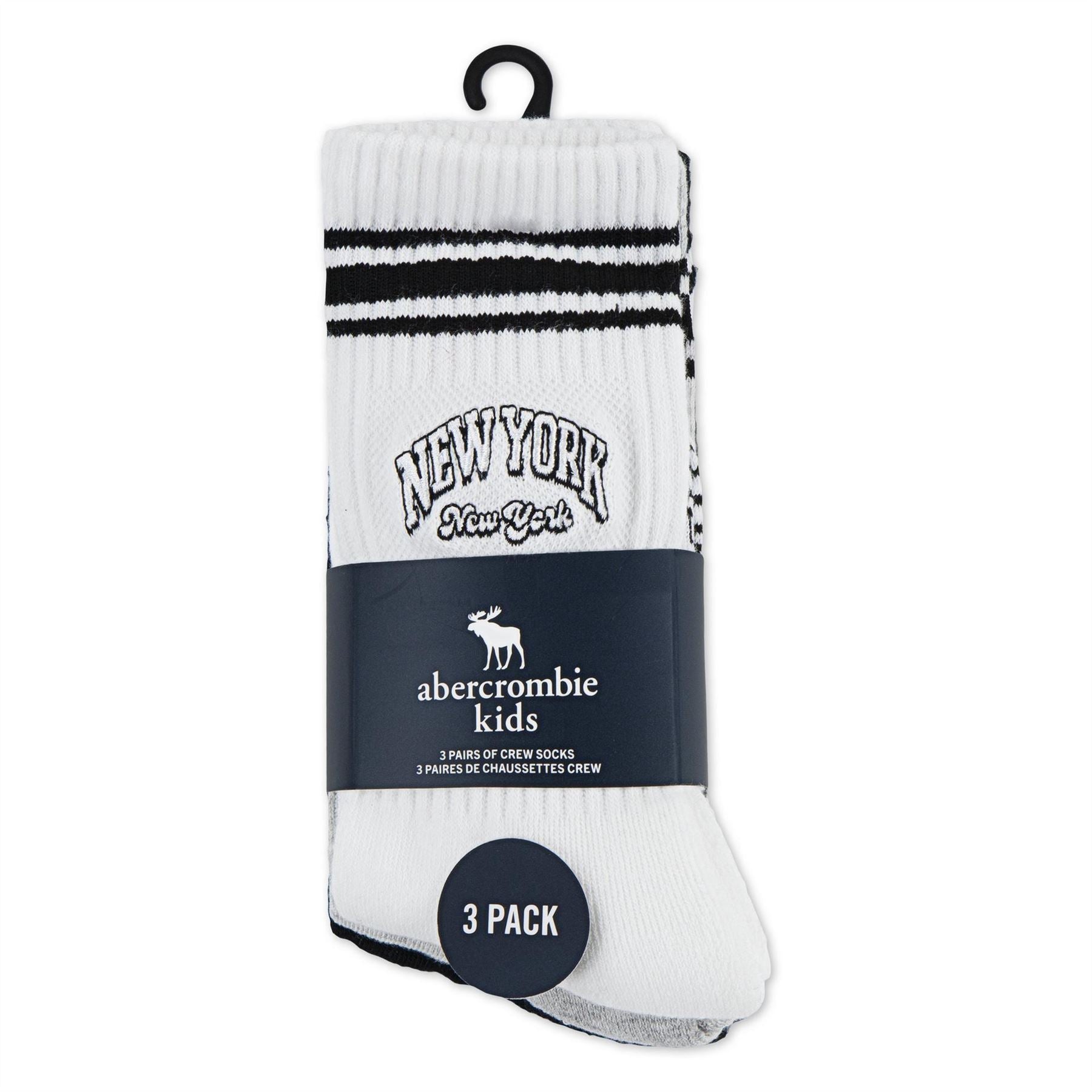 Abercrombie and Fitch 3 Pack Long Crew Socks