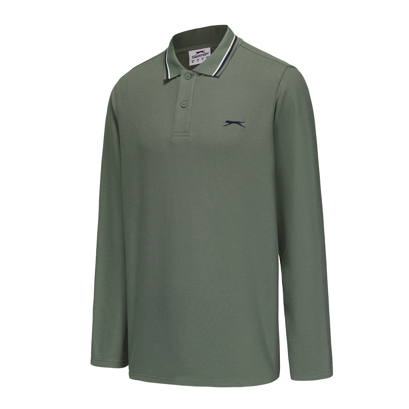 Slazenger Mens Long Sleeve Tipped Polo