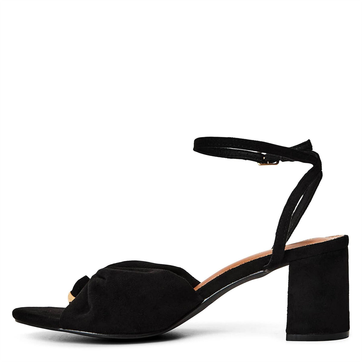 Wheres That From Block Heel Ruched Buckle Sandal