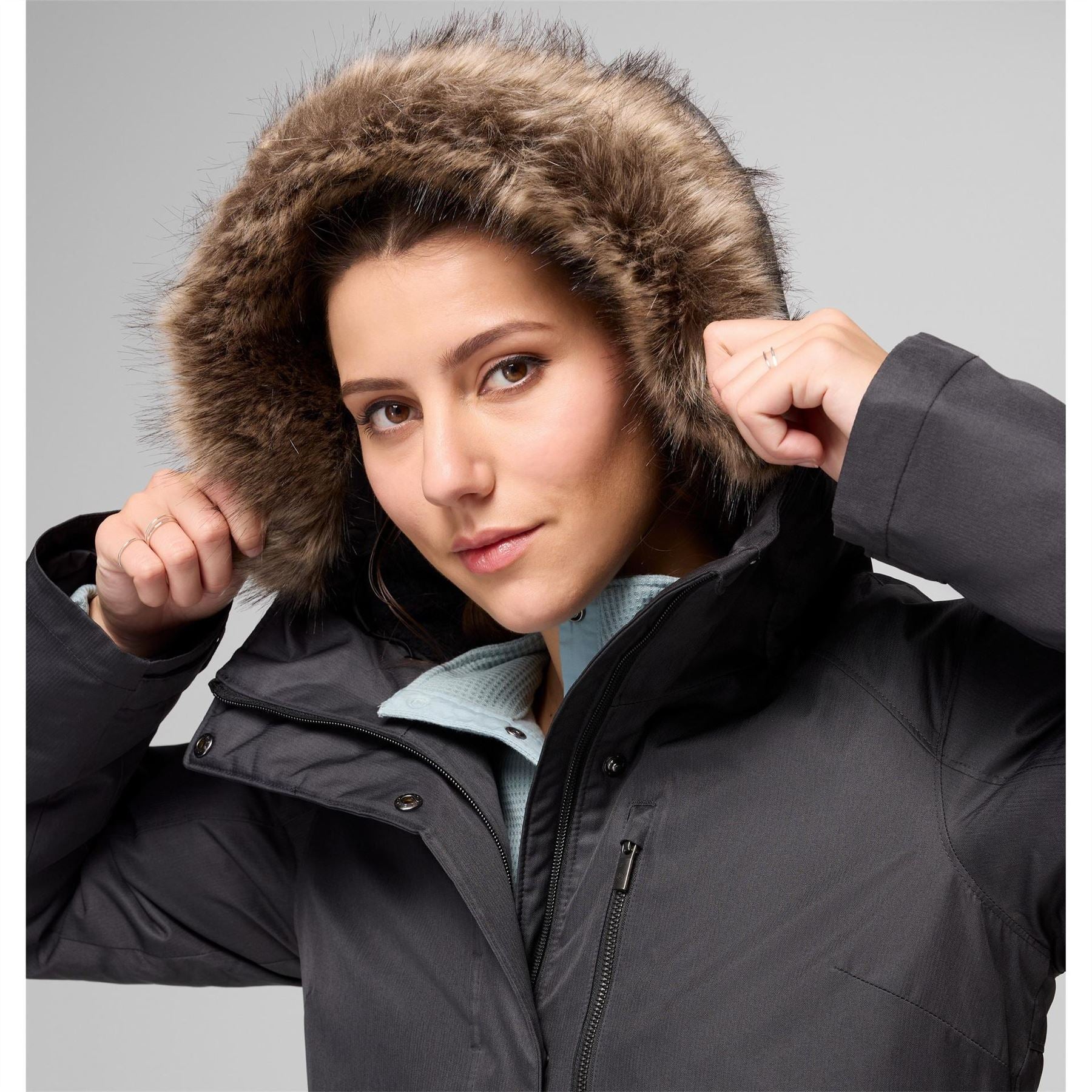 Columbia Womens Suttle Mountain Hooded Solid Patterned Down Jacket
