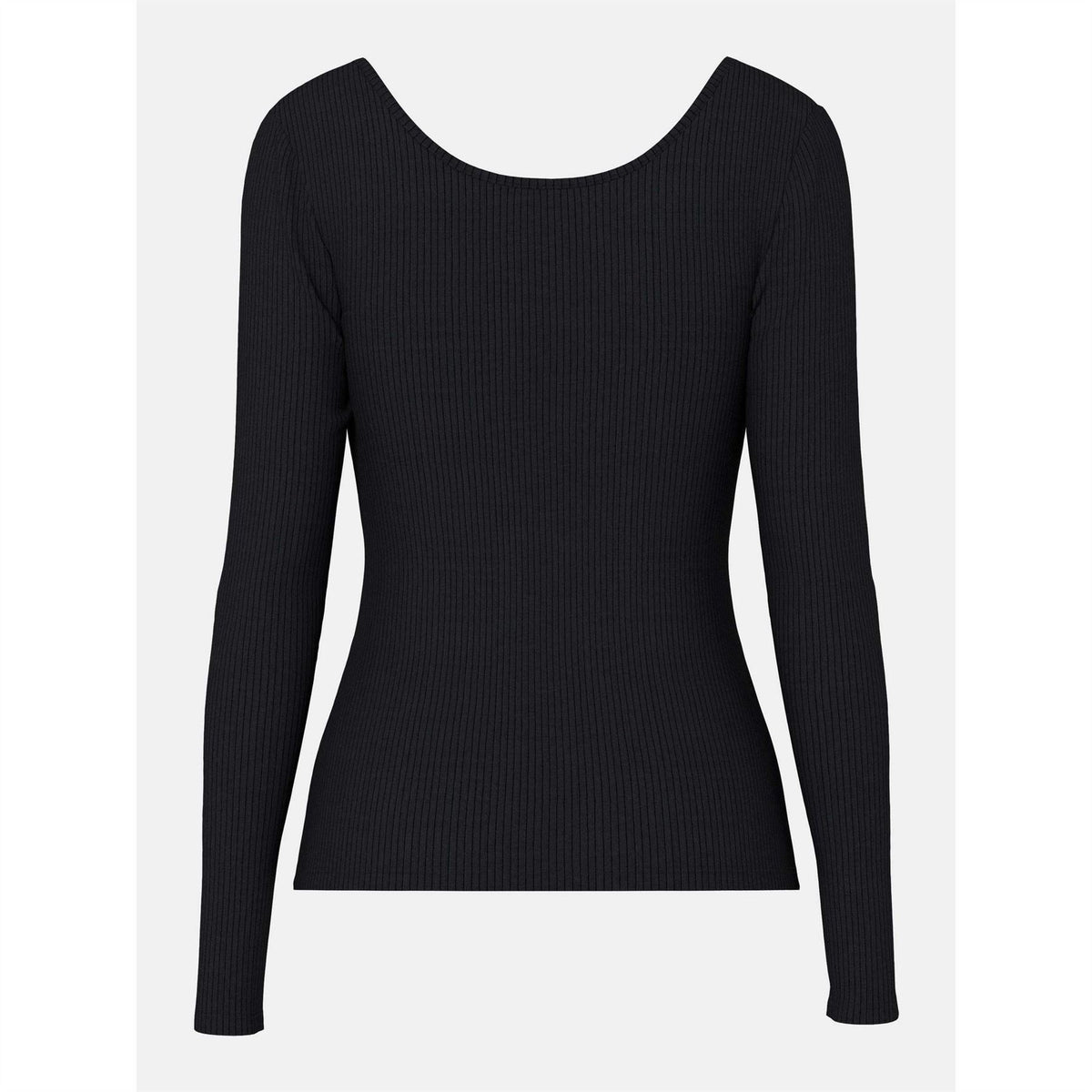 Pieces Scoop Neck Long Sleeve Slim Fit Blouse with Button Placket