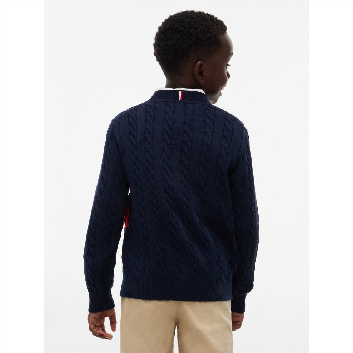 Tommy Hilfiger Flag Knit Long Sleeve Cotton Blend Cable Jumper