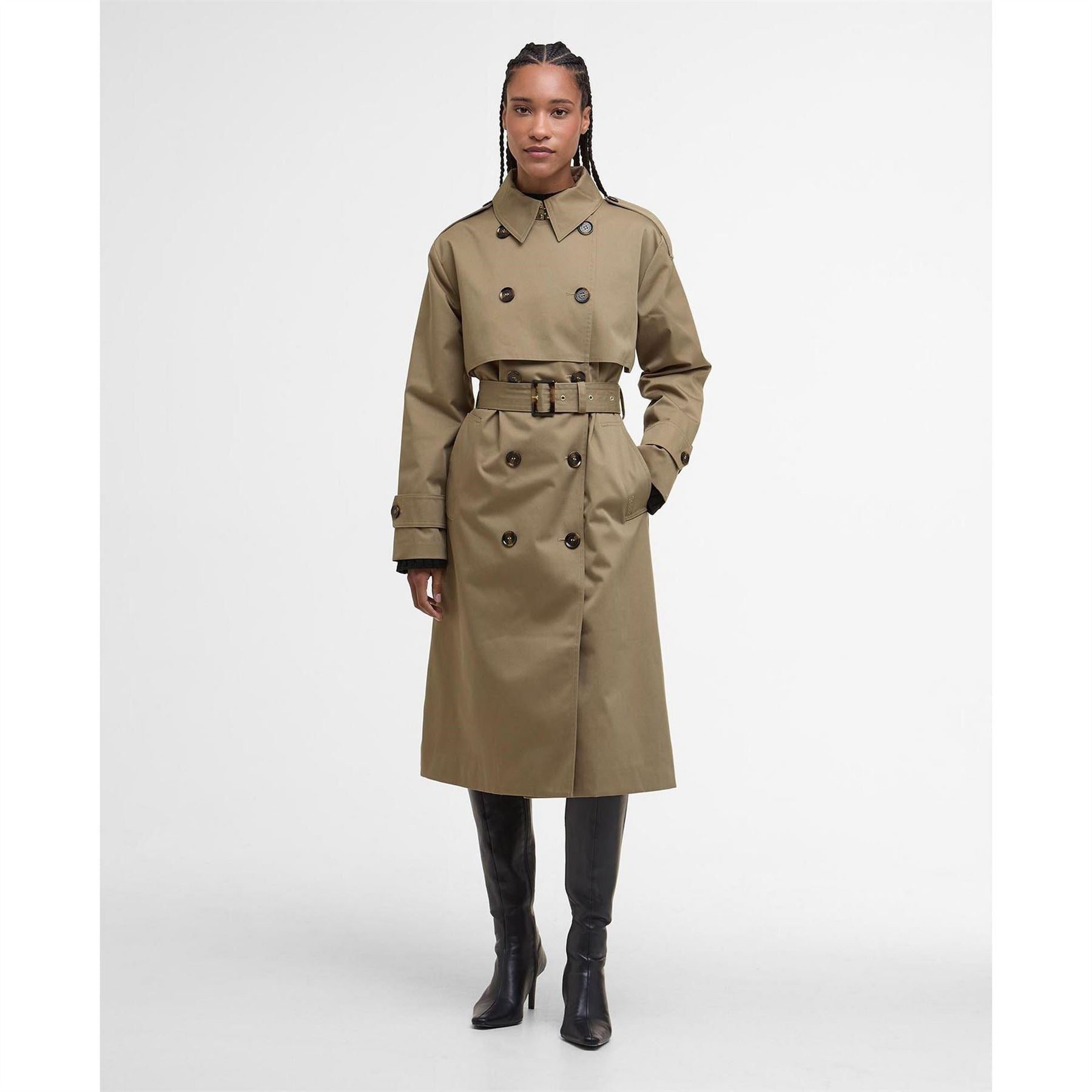 Barbour Aoife Showerproof Double Breasted Long Sleeve Rain Anorak