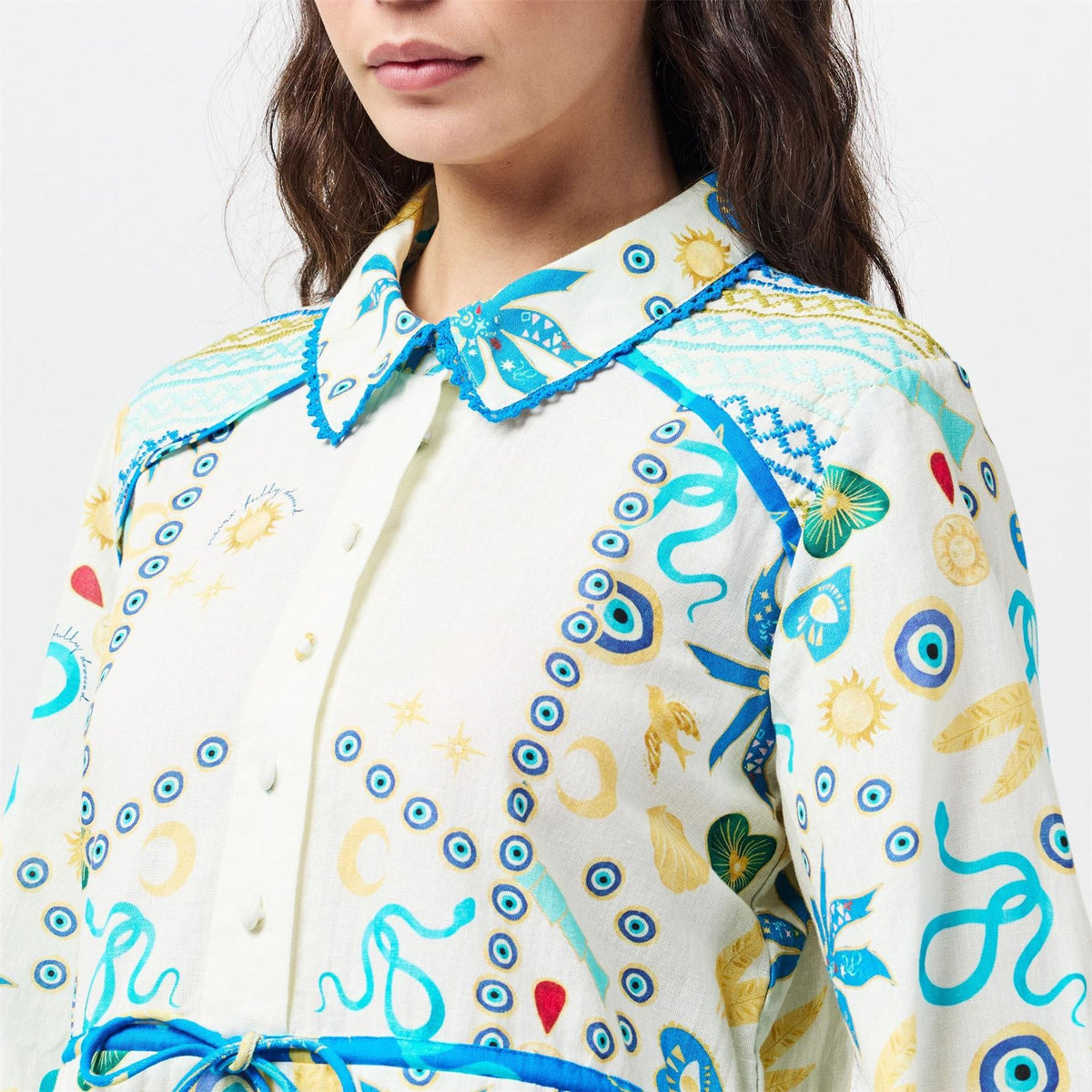 Never Fully Dressed Charms Savannah Structured Metal Accent Shirt Dress