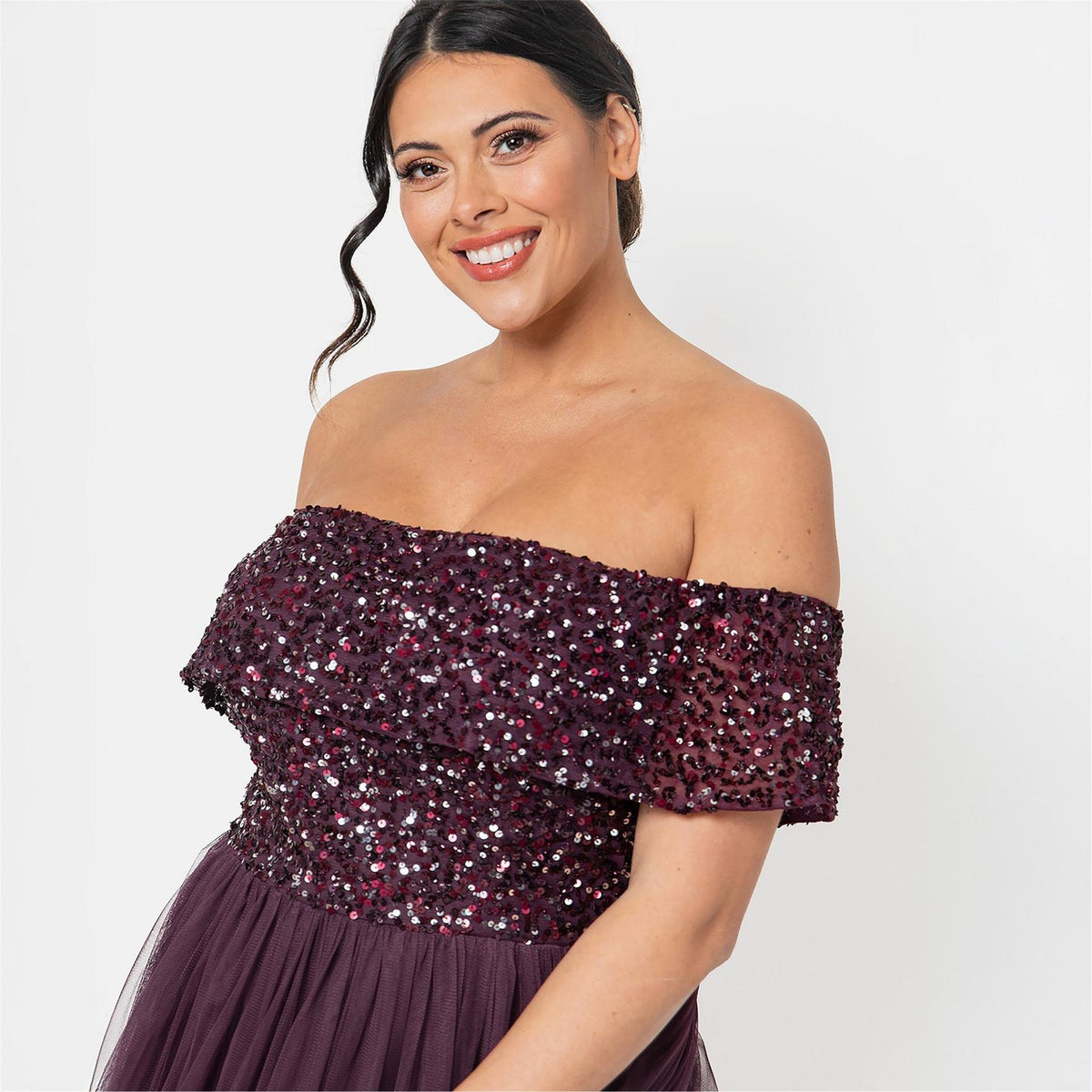 Maya Deluxe De Bardot Off The Shoulder Short Sleeve Midi Babydoll Dress