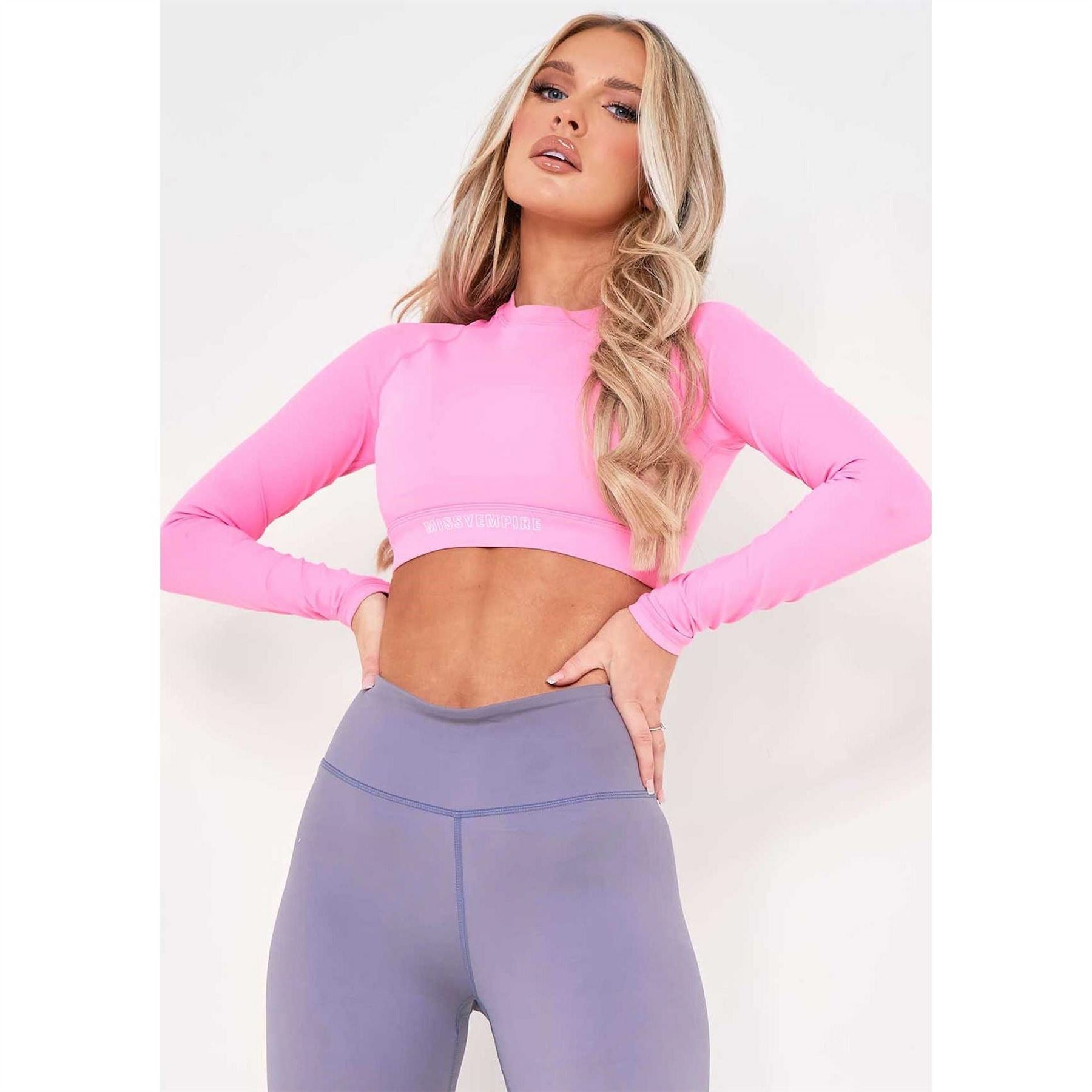 Missy Empire Empire Long Sleeve Gym Crop Top