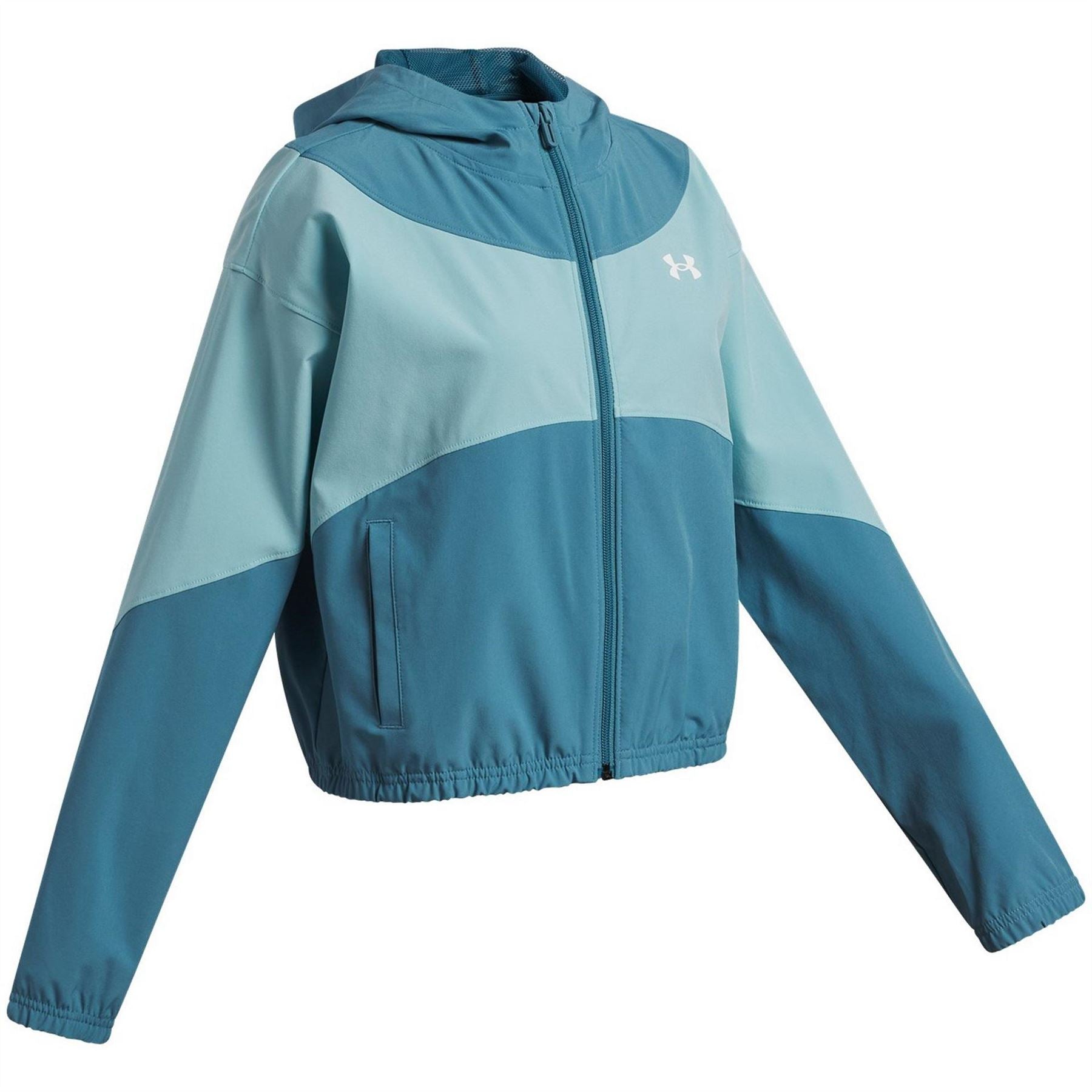 Under Armour Solid Patterned Hooded Zipped Pocket Windbreaker Jacket