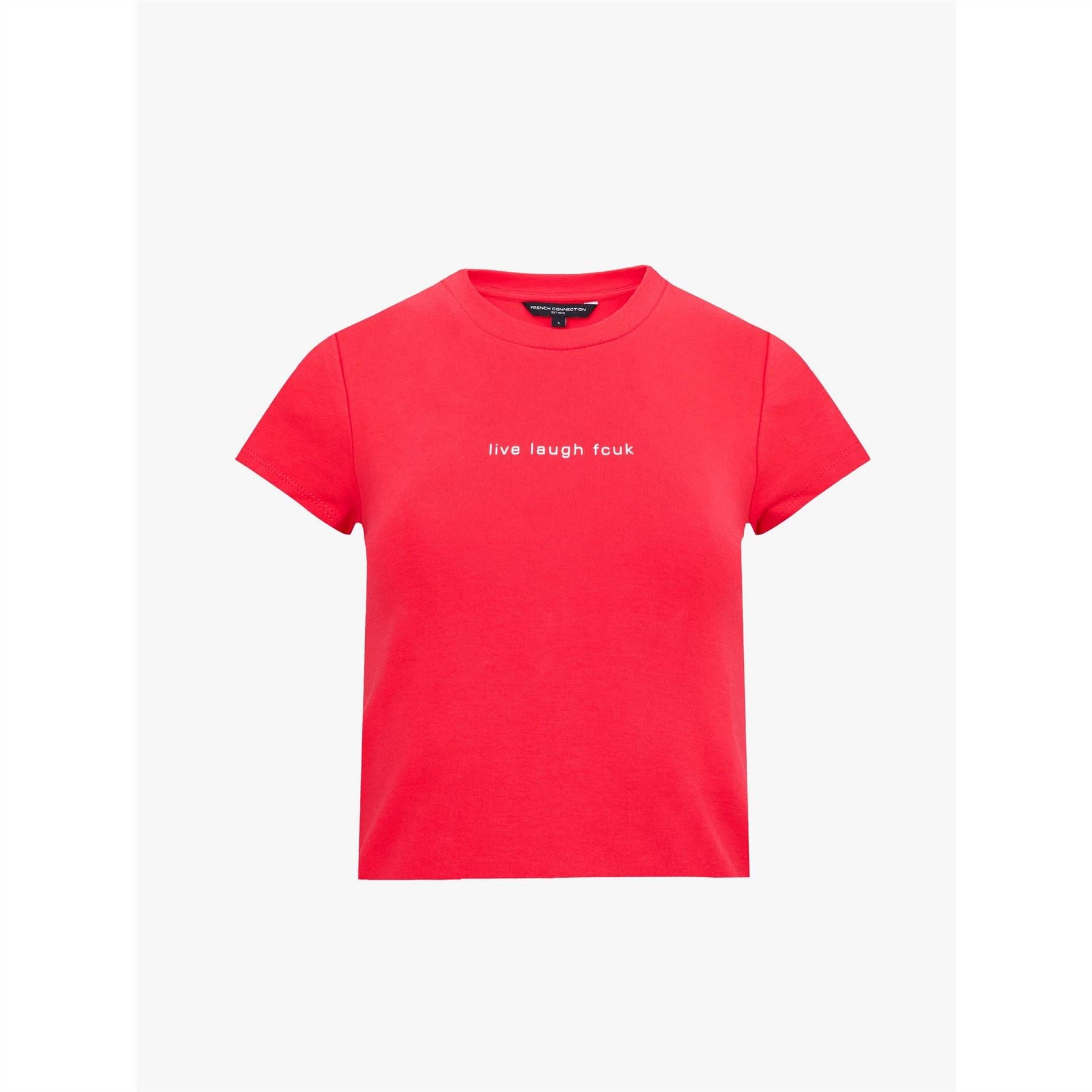 FCUK Cropped Crew Neck Short Sleeve T-Shirt