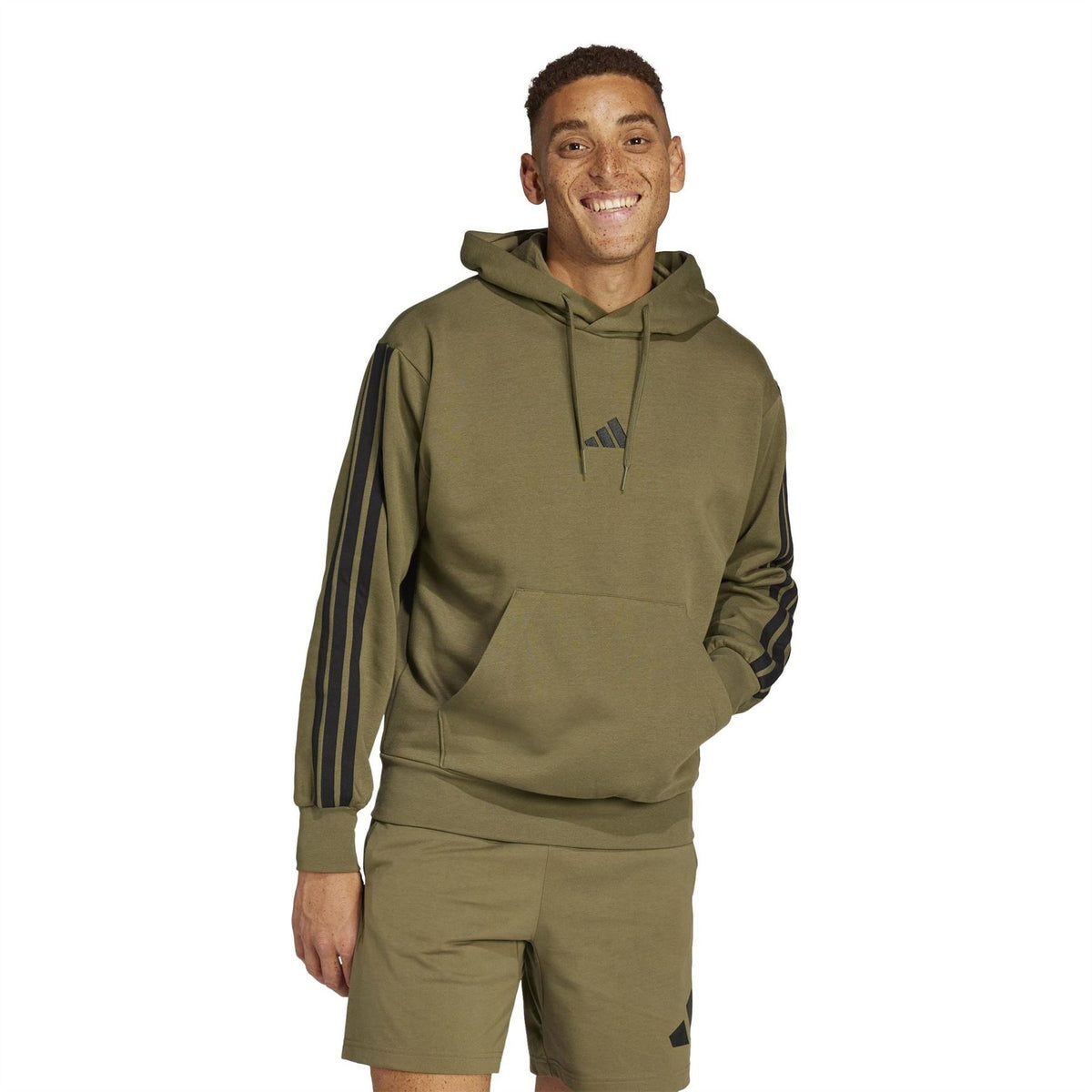 adidas Mens Fleece 3 Stripes Hoodie