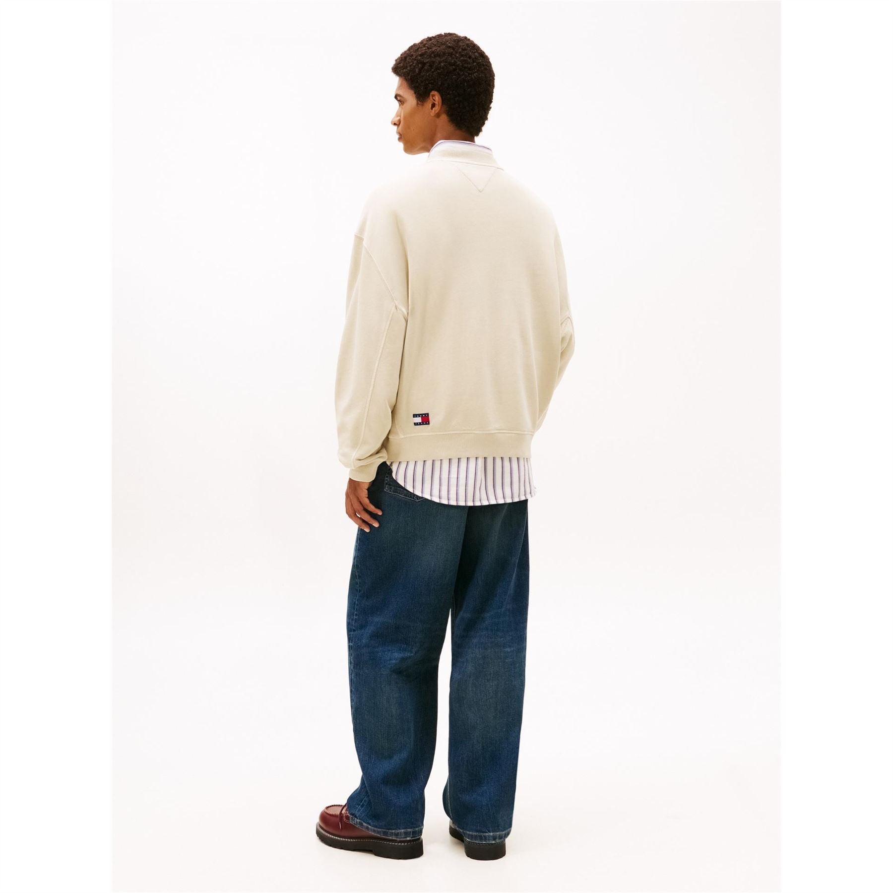 Tommy Jeans Embroidered Crew Neck Ribbed Collar Long Sleeve Sweatshirt