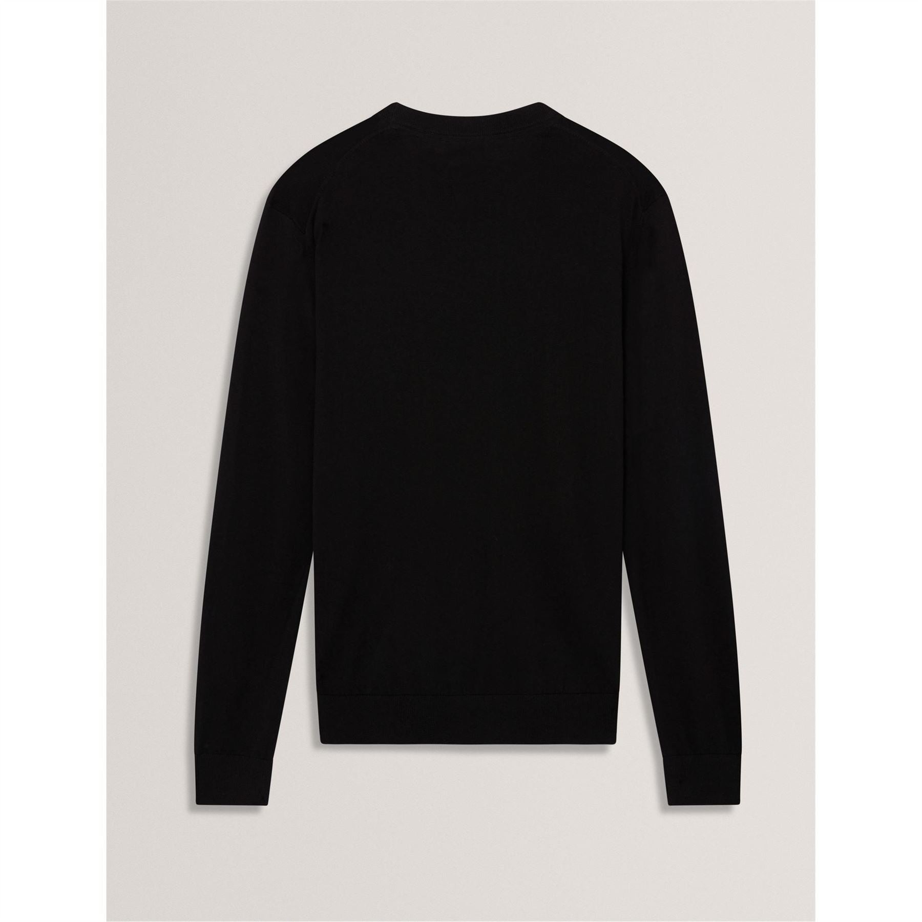 Ted Baker Merino Crew Neck Ribbed Collar Long Sleeve Sweater