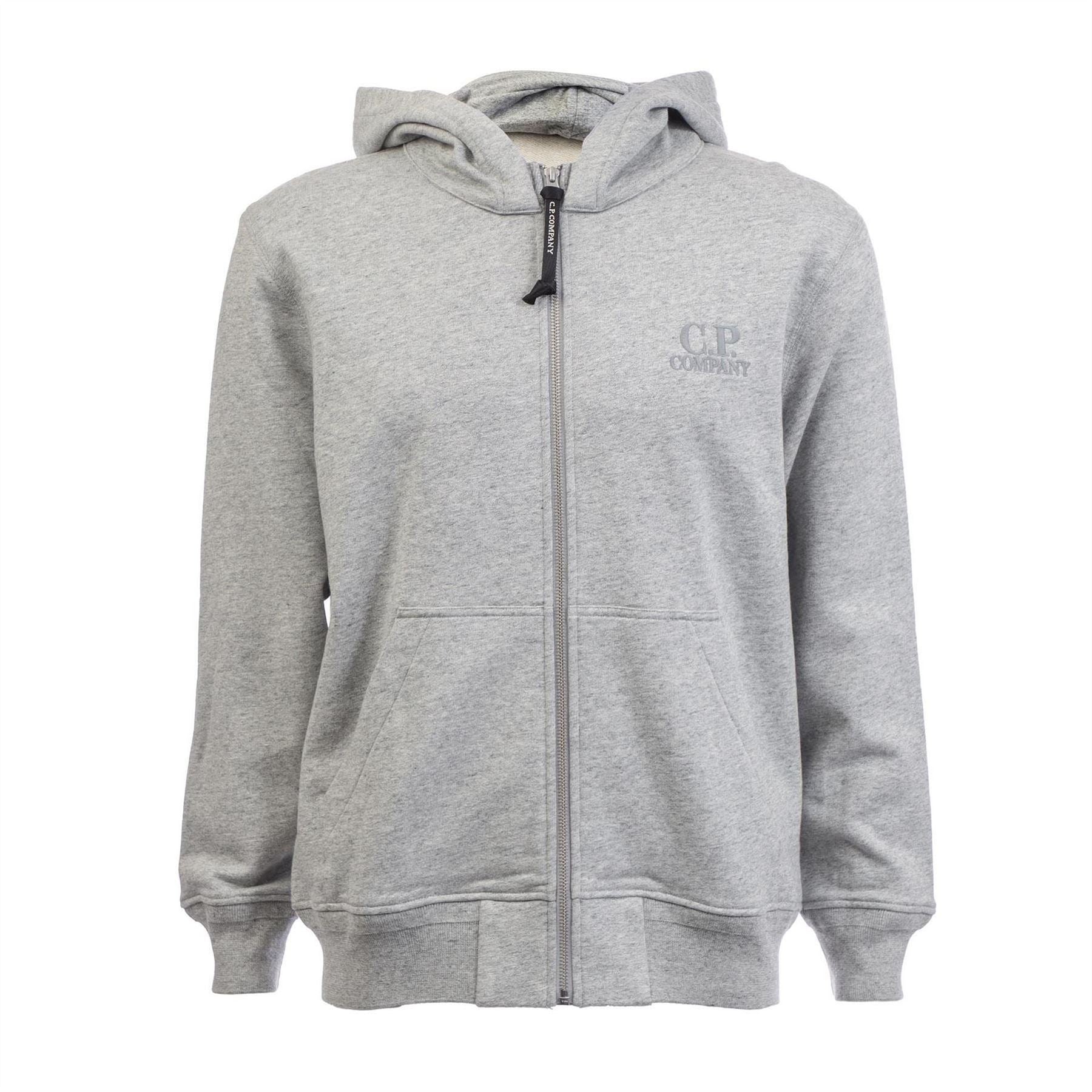 CP Company Raised Fleece Logo Full Zip Hoodie