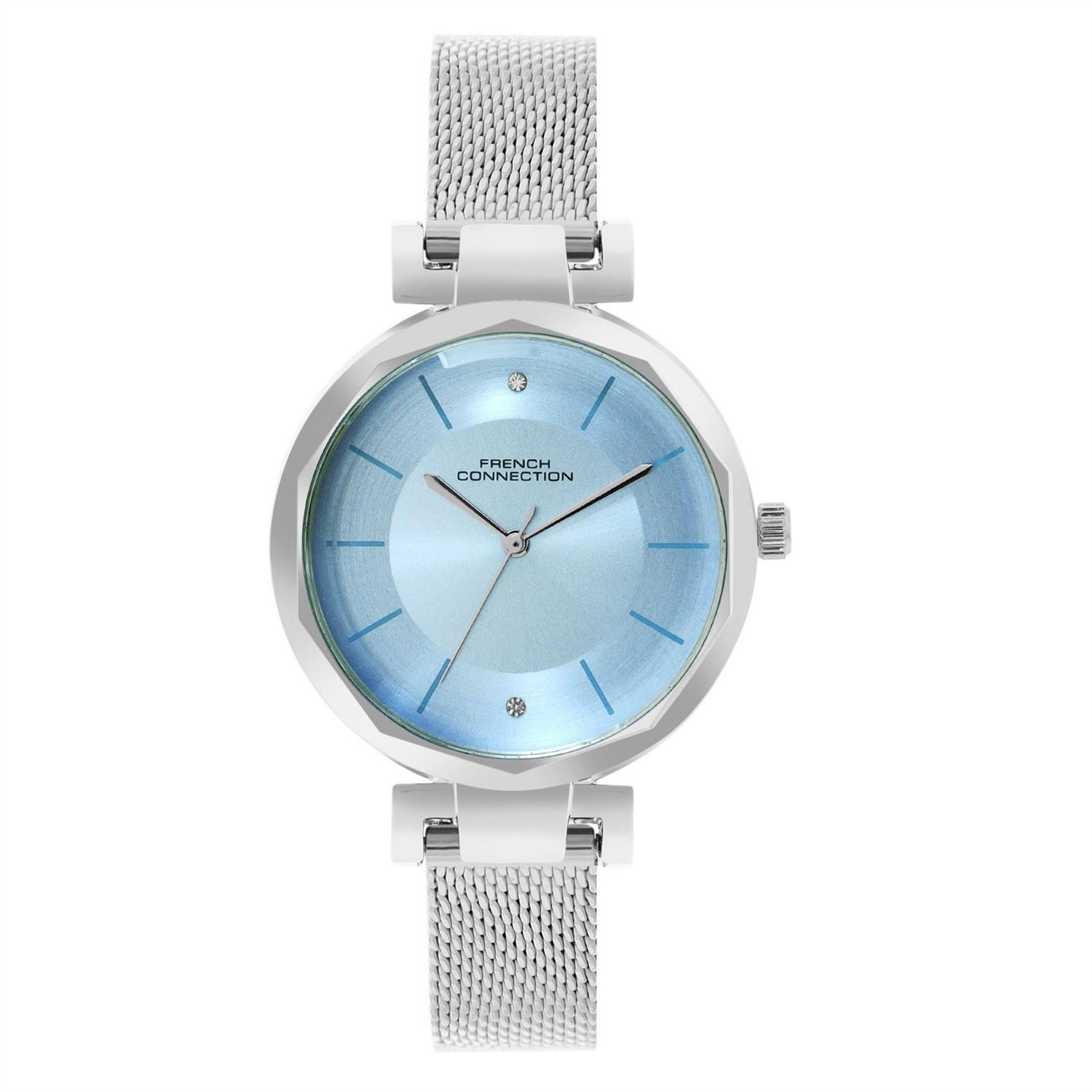 FCUK Silver Case Round Shape Silver Strap Quartz Watch