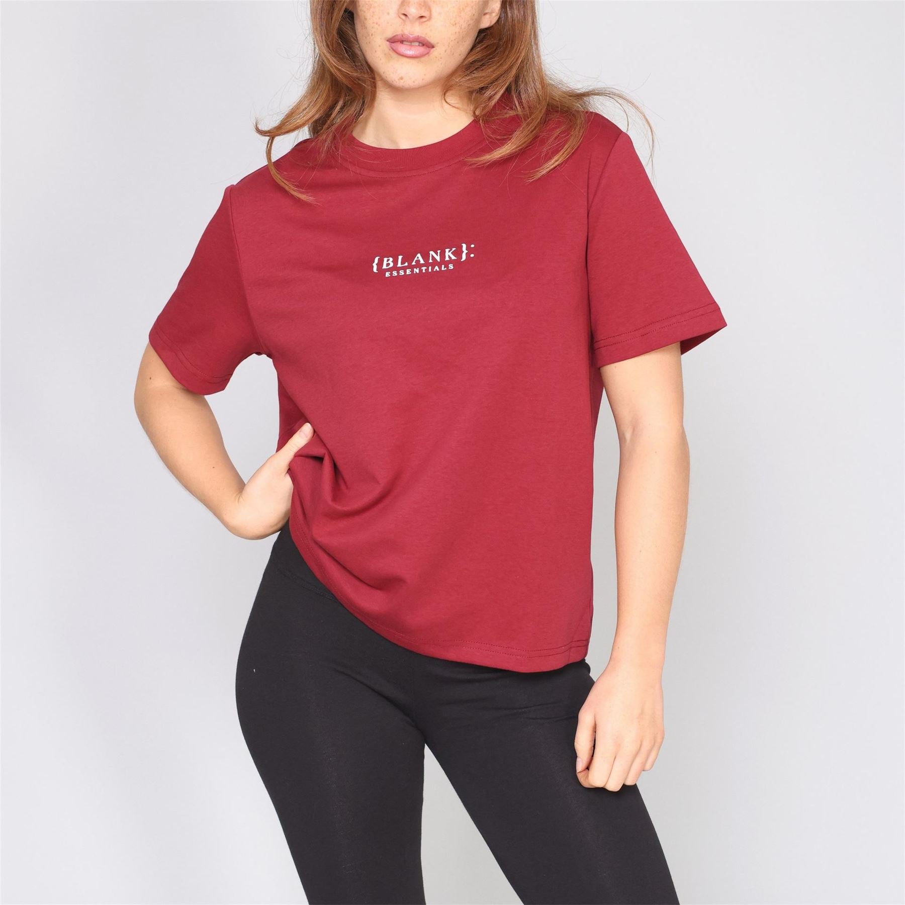 Blank Essentials Embroidered Text Graphic Crew Neck Short Sleeve Boyfriend T-Shirt