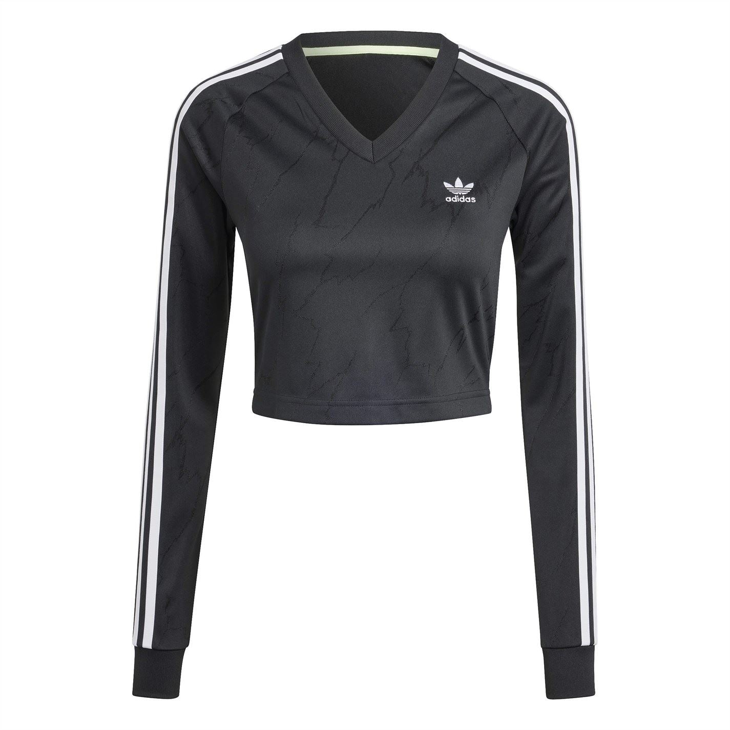 adidas Originals Regular Fit V-Neck Raglan Sleeve Cropped T-Shirt